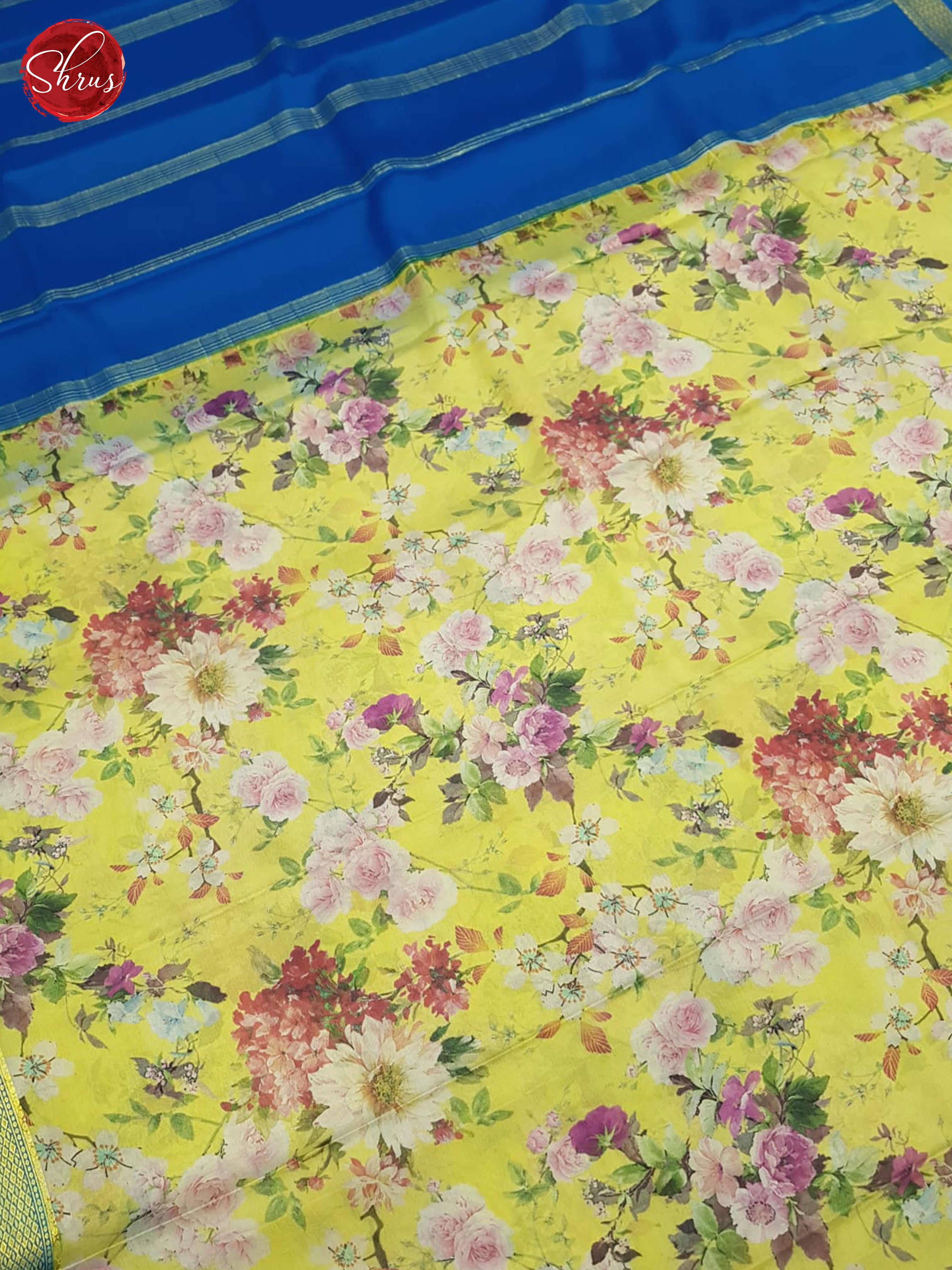 Lime Yellow And Blue- Mysore Silk Saree - Shop on ShrusEternity.com