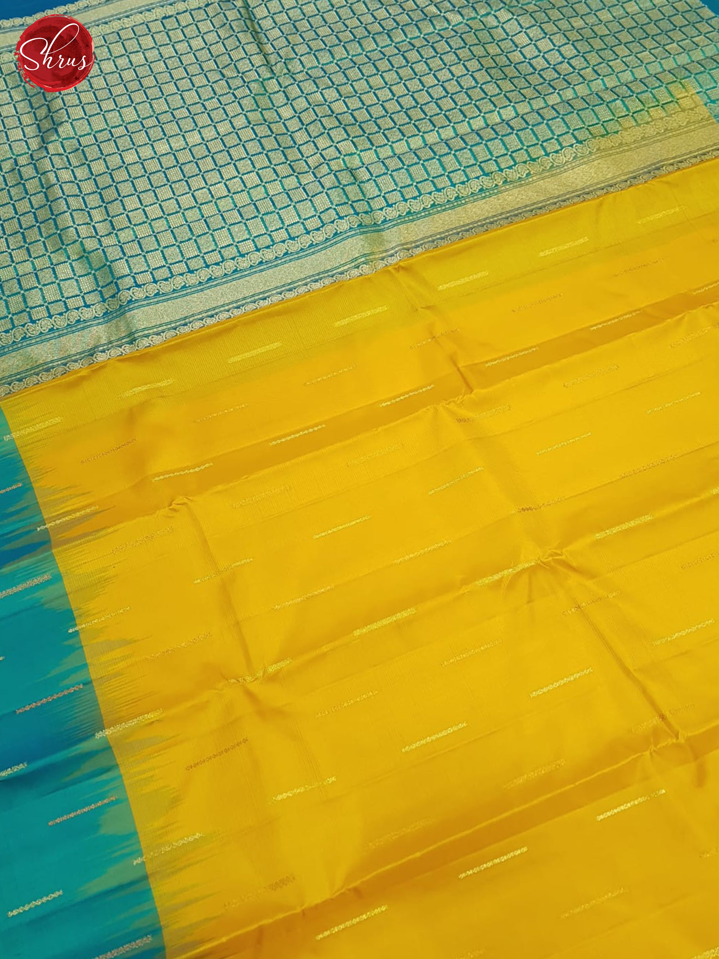 Mango Yellow And Teal - Soft Silk Saree - Shop on ShrusEternity.com