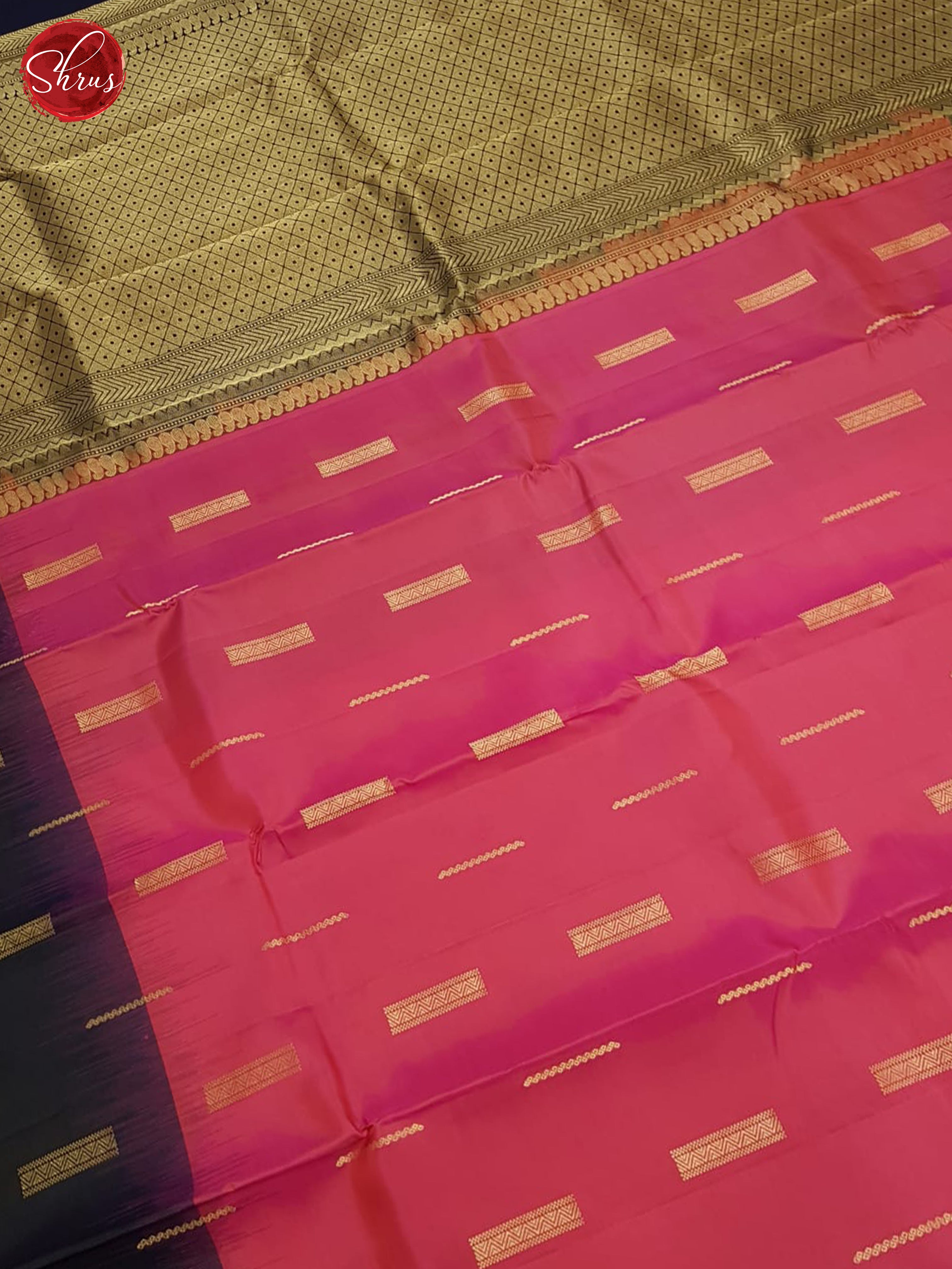 Pink And Blue- SoftSilk Saree-3