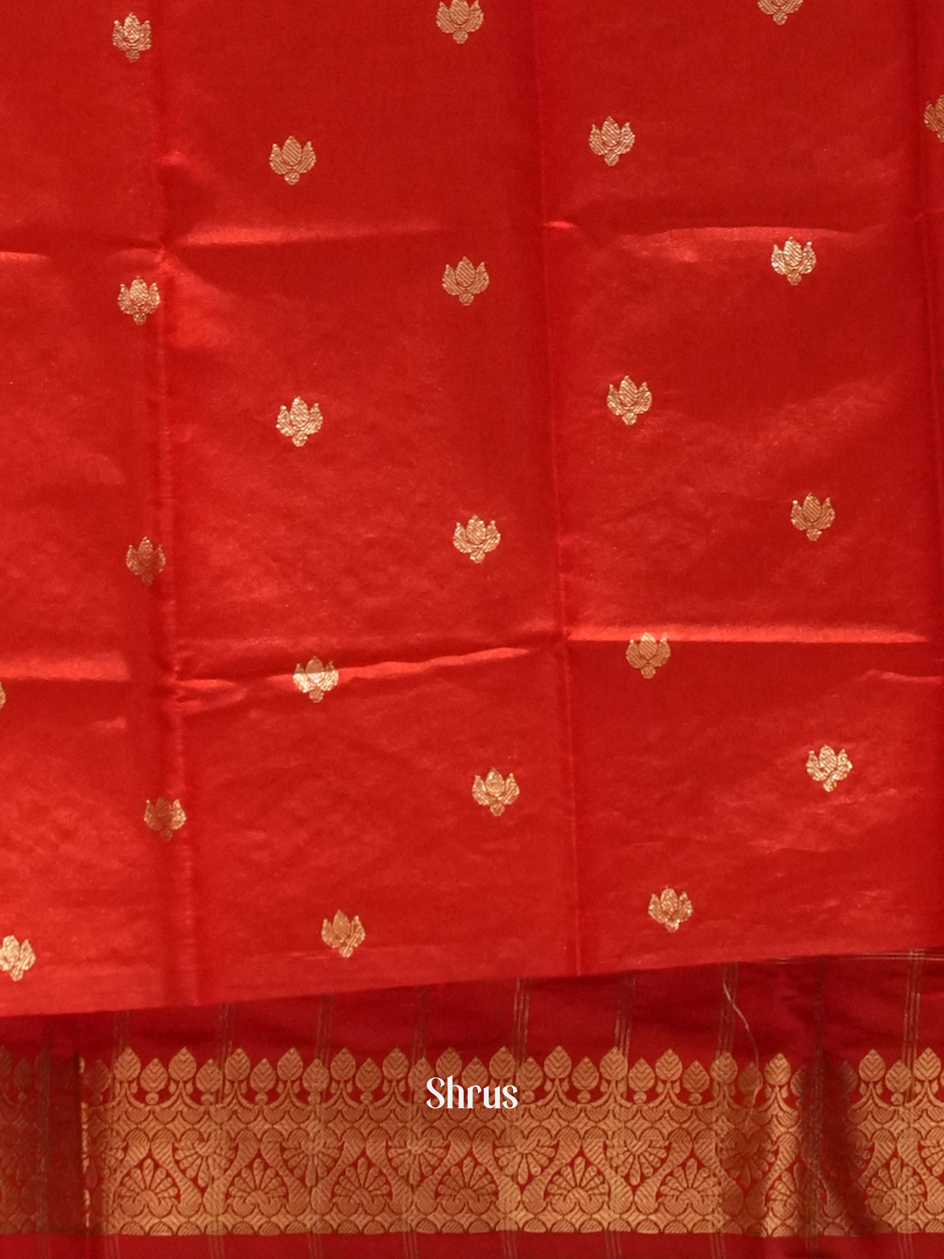 Red(Single Tone)- Semi Dupion Saree - Shop on ShrusEternity.com