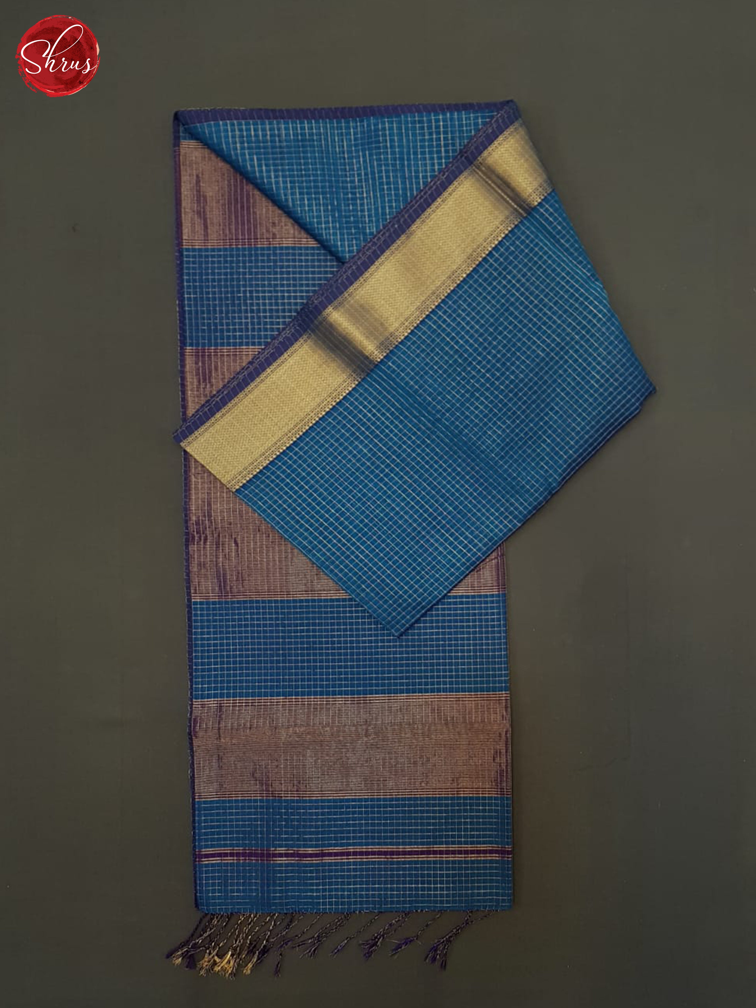 Blue And Purple- Maheshwari silk Cotton Saree - Shop on ShrusEternity.com