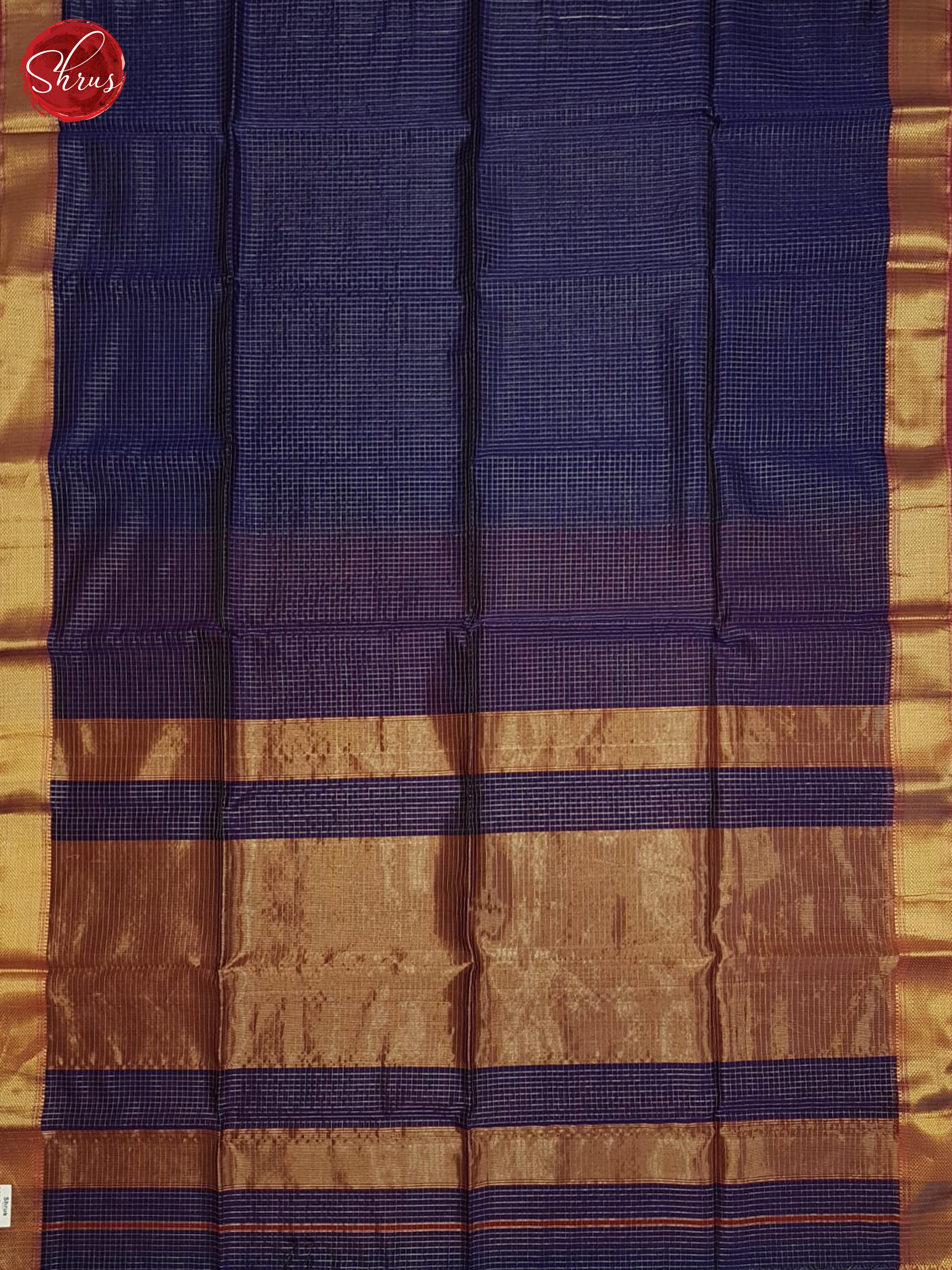 Blue & Red- Maheshwari Silk Cotton saree - Shop on ShrusEternity.com