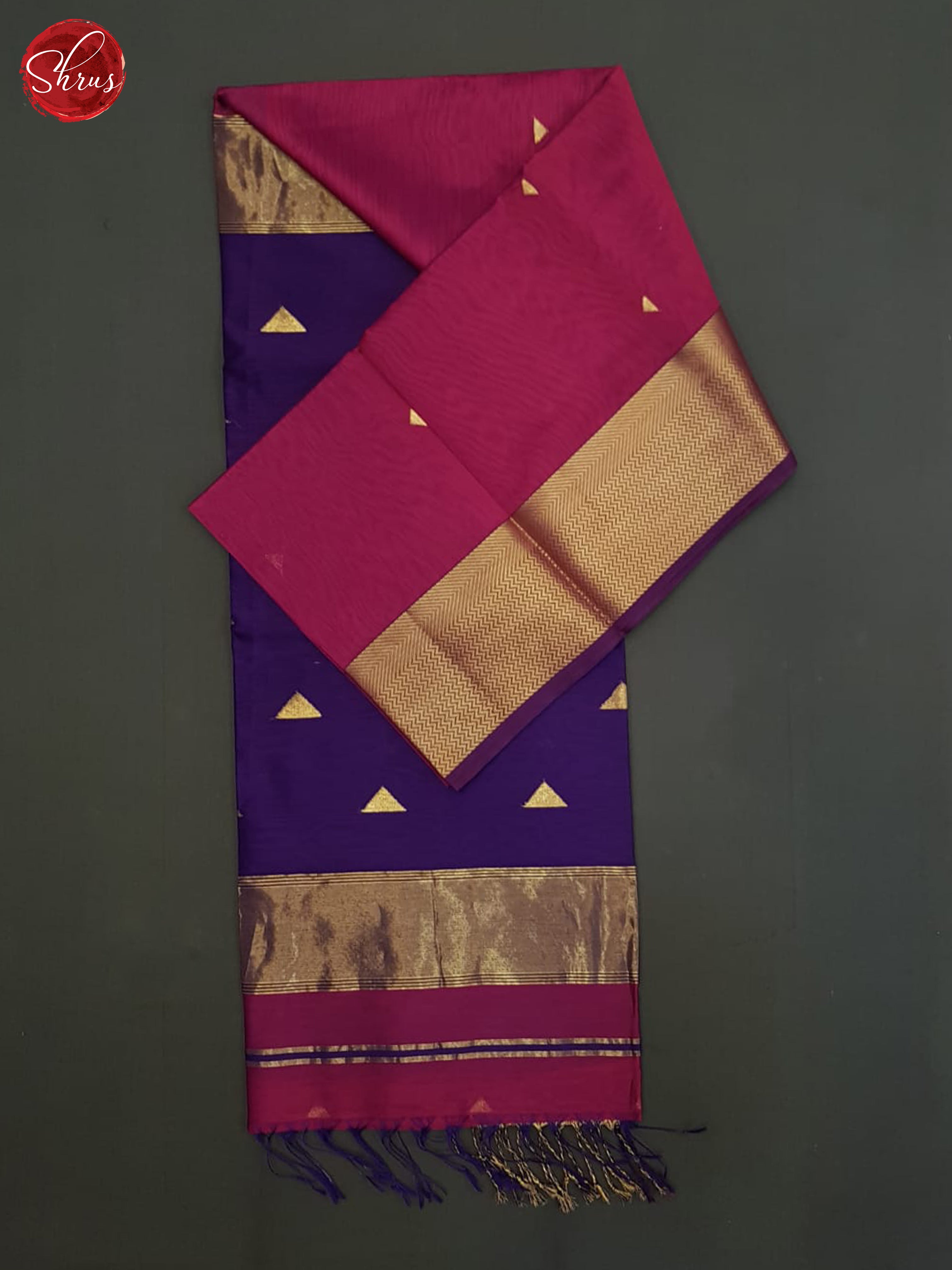 Majenta Pink And Purple- Maheshwari Silk Cotton Saree - Shop on ShrusEternity.com