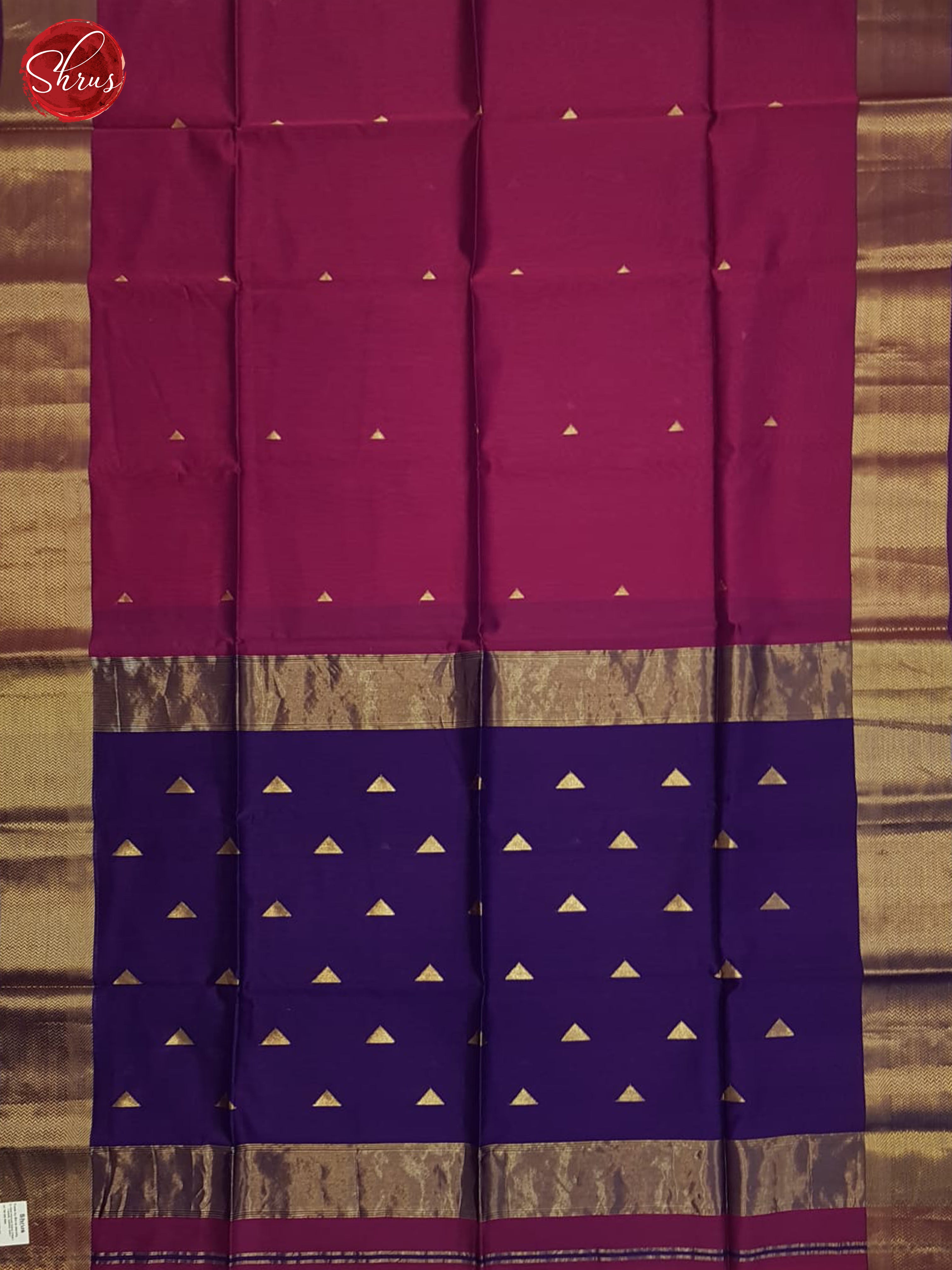 Majenta Pink And Purple- Maheshwari Silk Cotton Saree - Shop on ShrusEternity.com