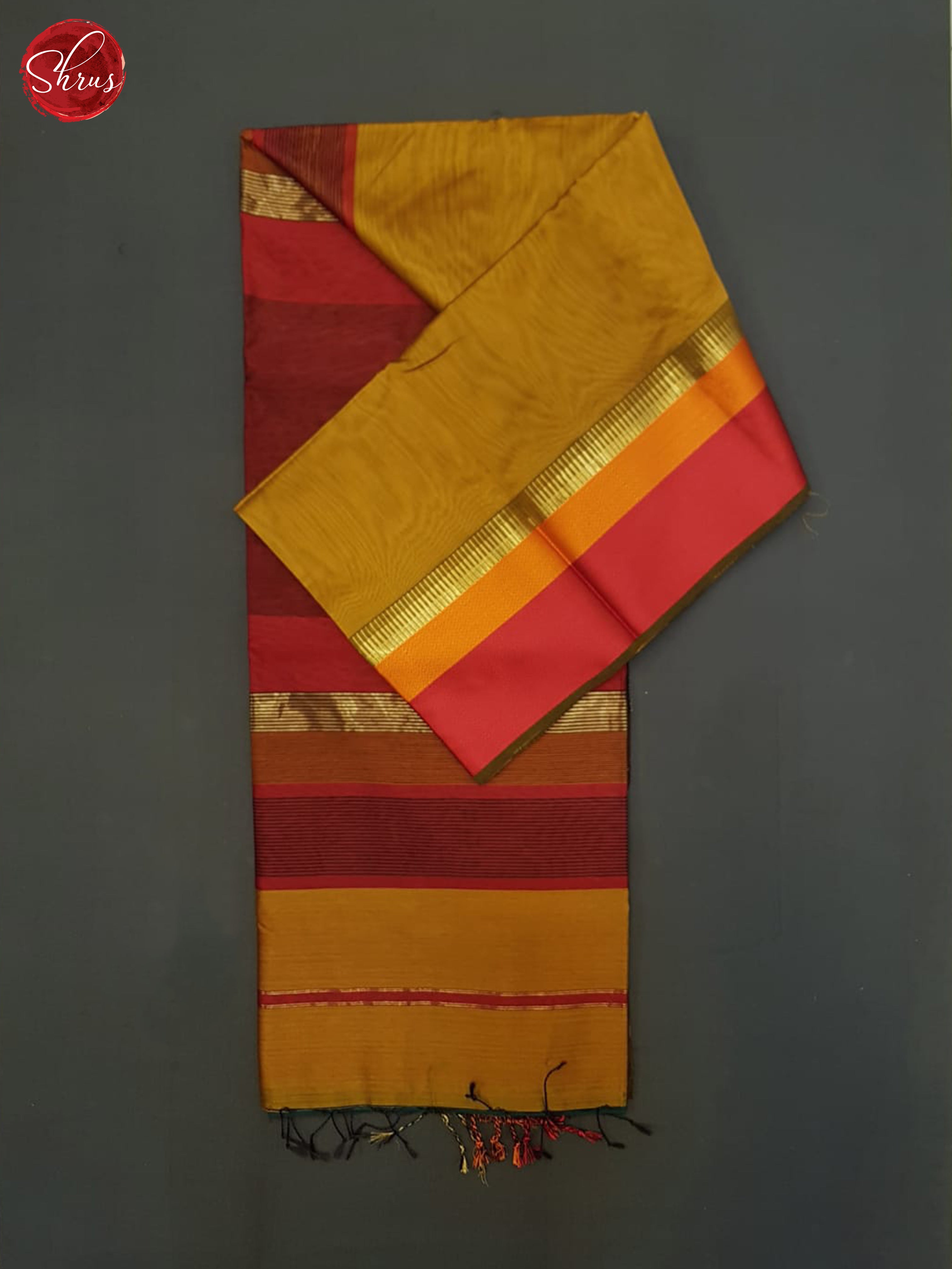 Honey Brown And Maroon- Maheshwri Silk Cotton Saree - Shop on ShrusEternity.com