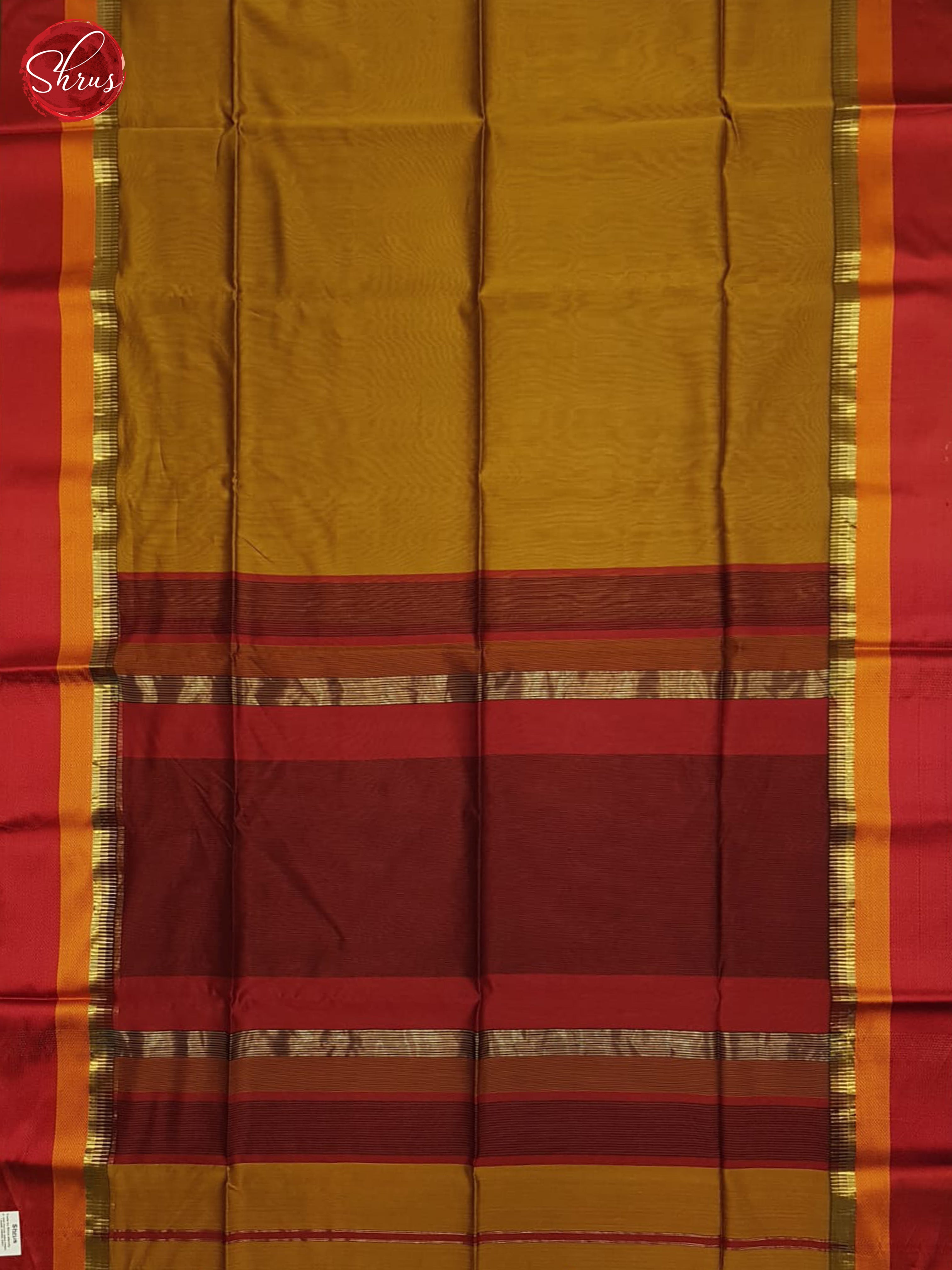 Honey Brown And Maroon- Maheshwri Silk Cotton Saree - Shop on ShrusEternity.com
