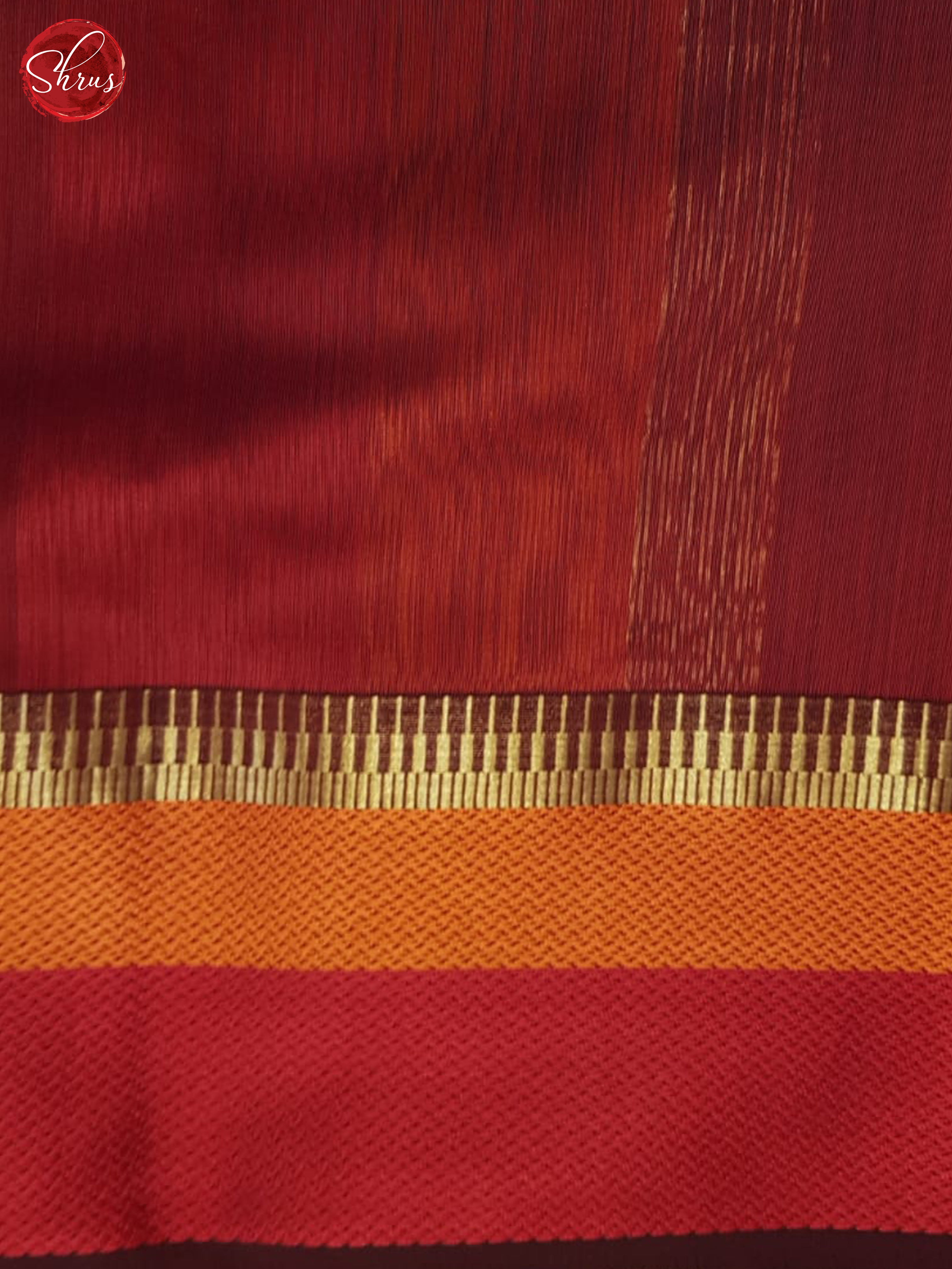 Deep Wine And Brick Red- Maheshwari Silk Cotton saree - Shop on ShrusEternity.com