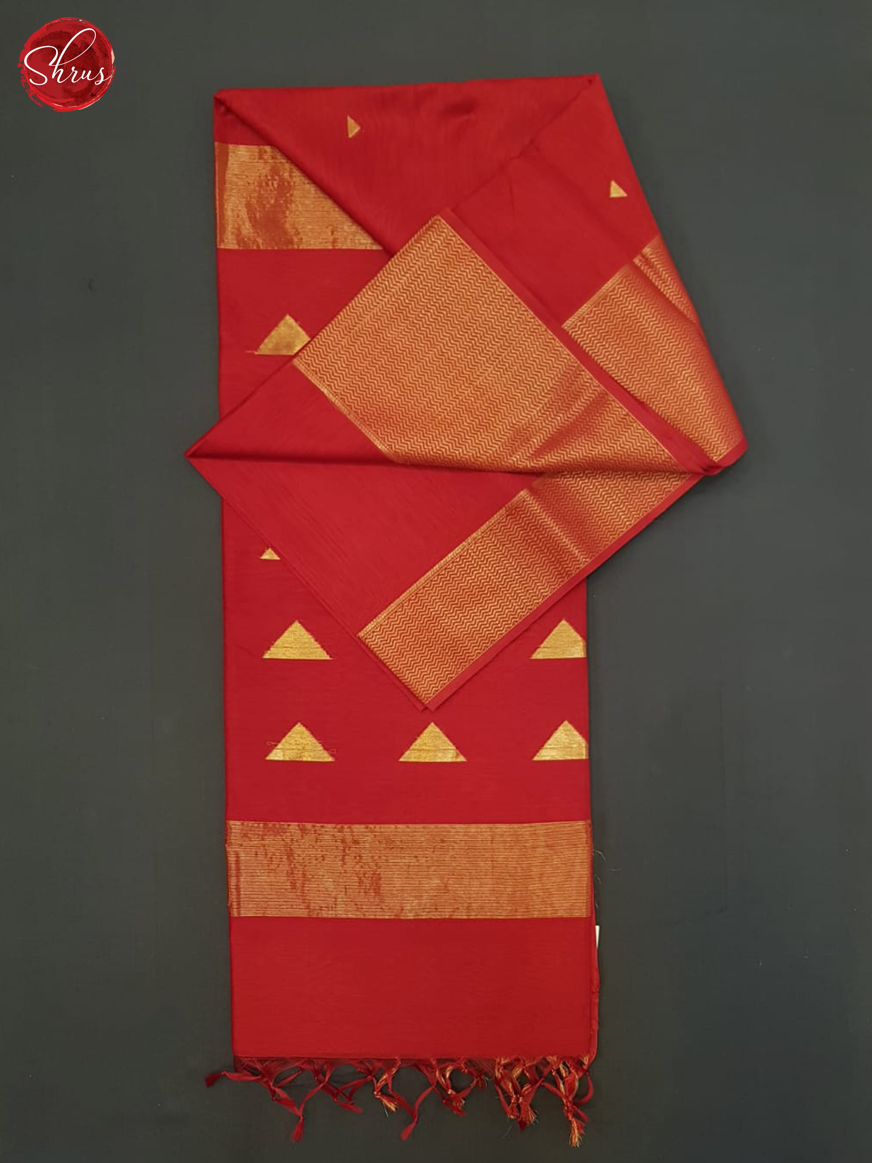Red(Single Tone)- Maheshwari Silk Cotton Saree - Shop on ShrusEternity.com