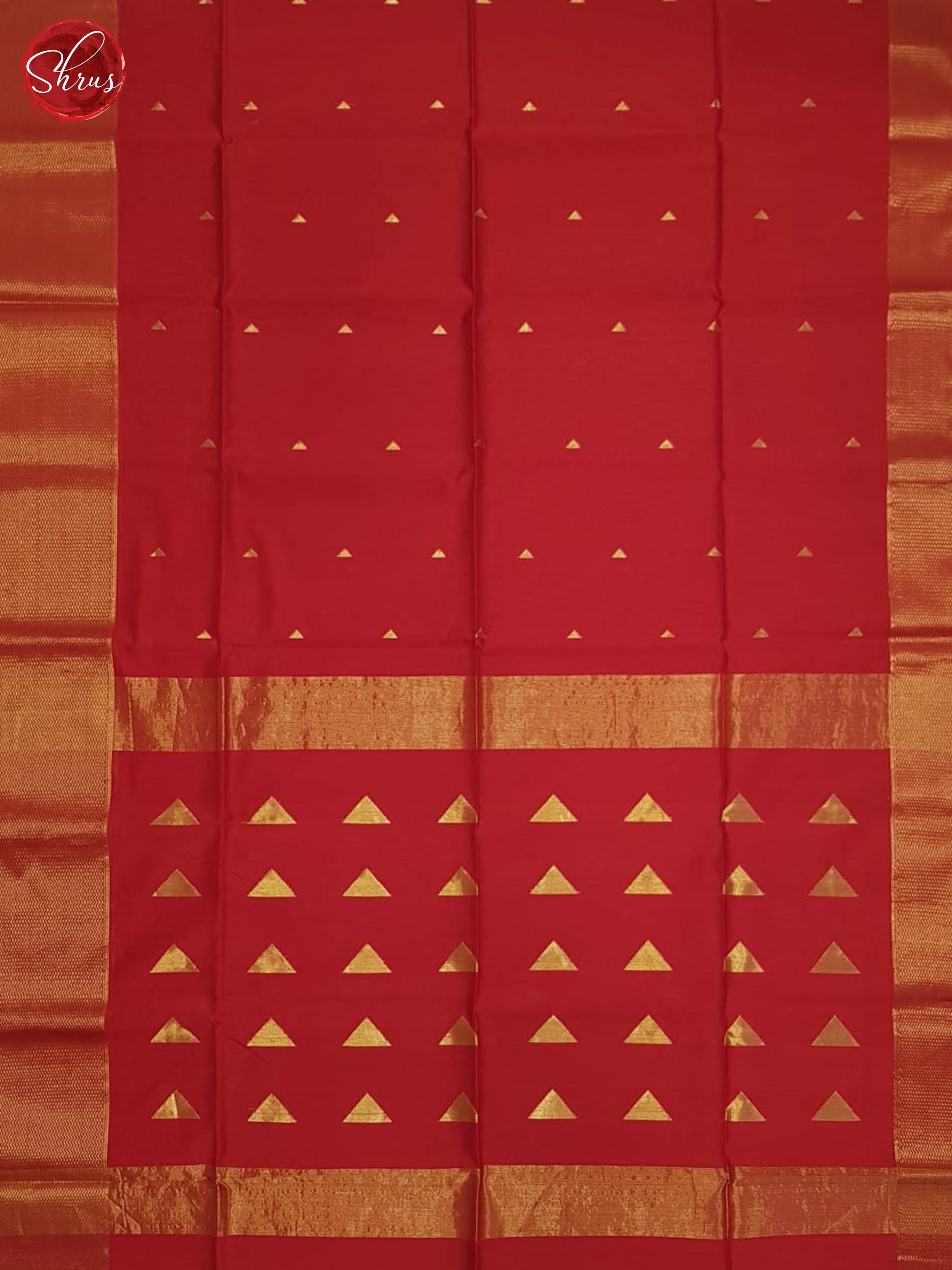 Red(Single Tone)- Maheshwari Silk Cotton Saree - Shop on ShrusEternity.com