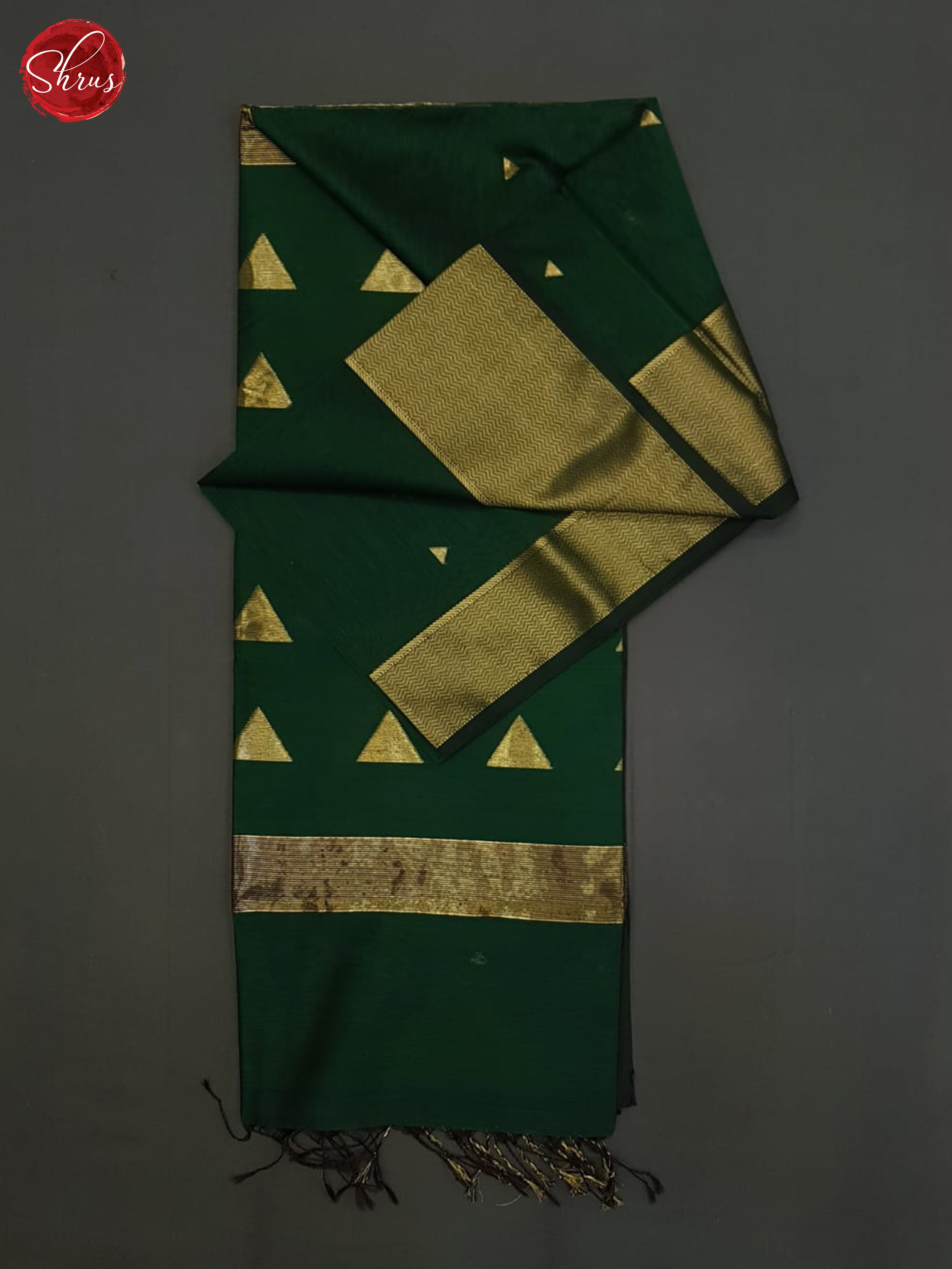 Green(Single Tone)- Maheshwari Silk Cotton Saree - Shop on ShrusEternity.com