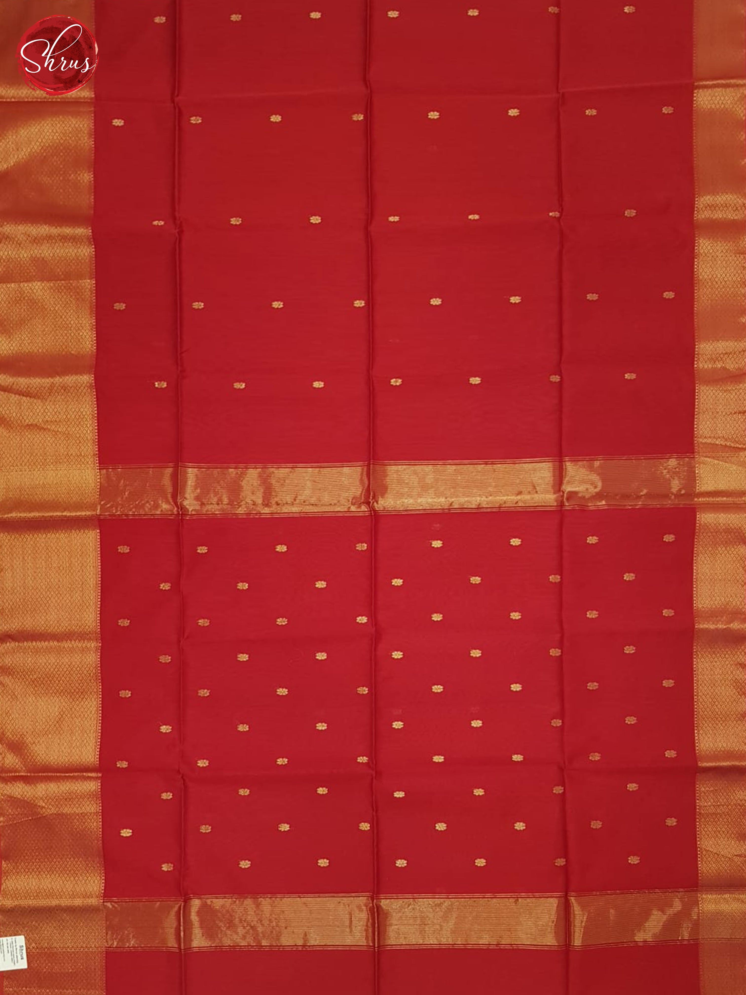 Red(Single Tone)- Maheshwari Silk Cotton Saree - Shop on ShrusEternity.com