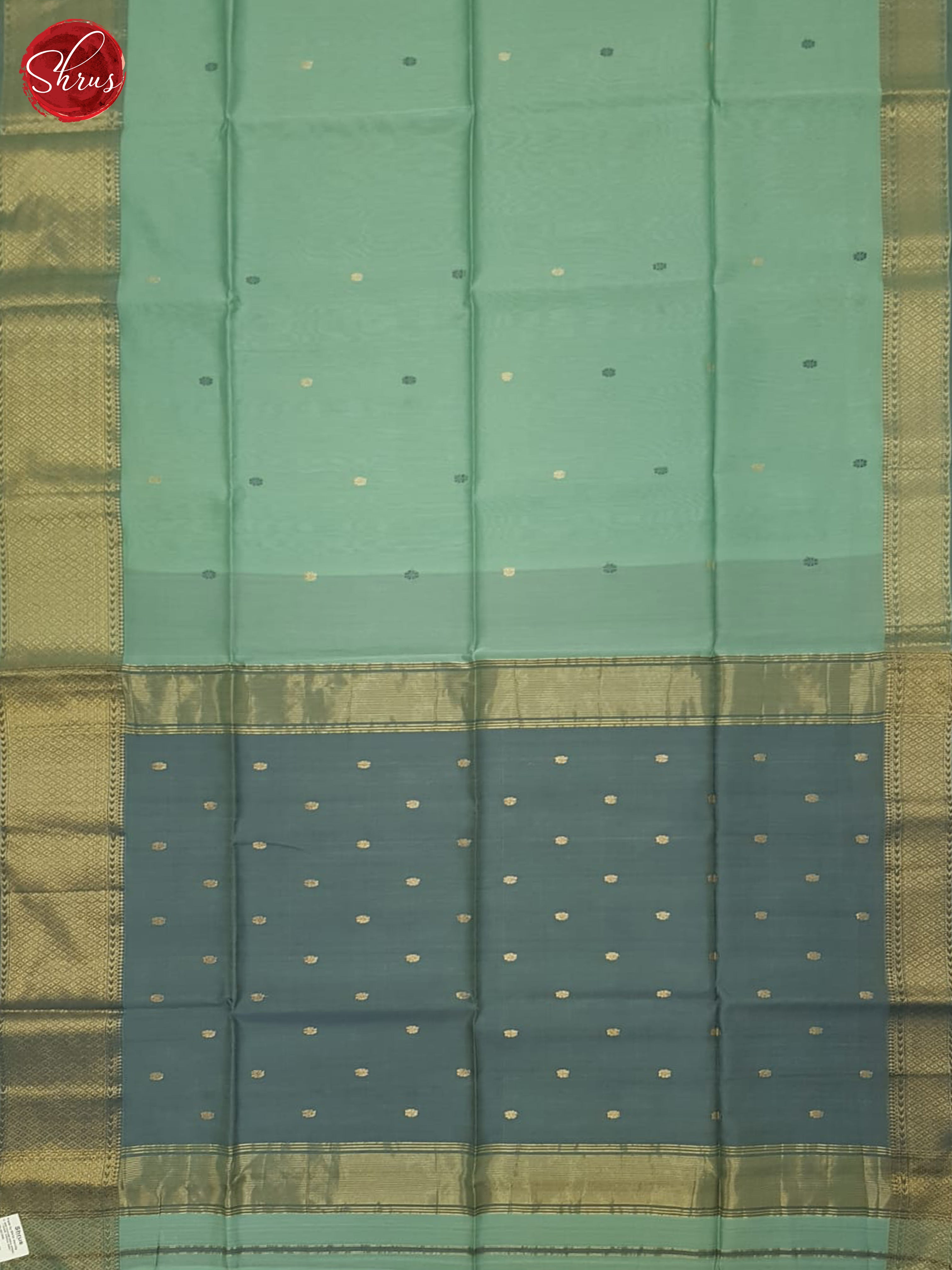 Pastel Green And Grey- Maheshwari Silk Cotton Saree - Shop on ShrusEternity.com