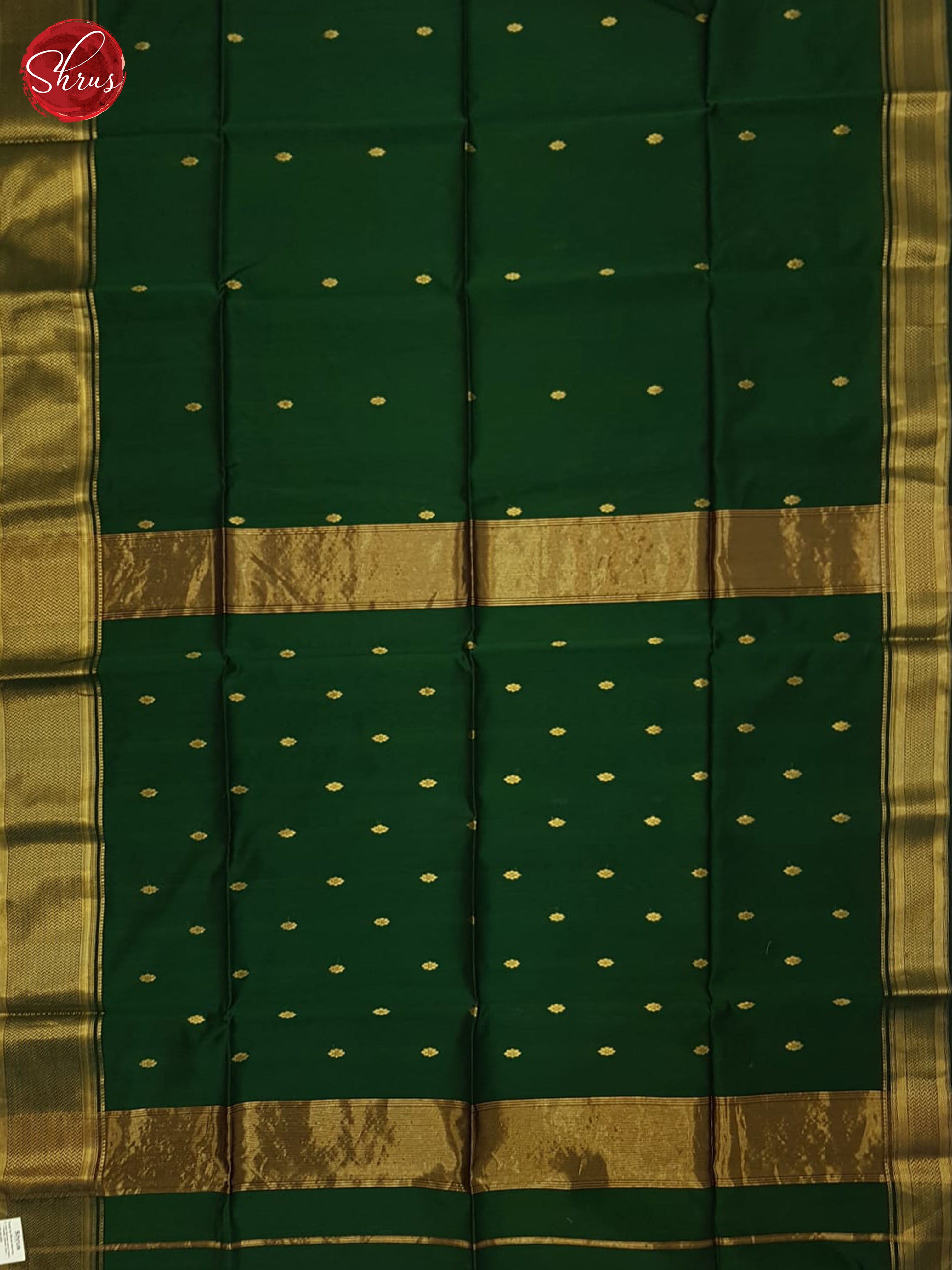 Green(Single tone)- Maheshwari silk cotton Saree - Shop on ShrusEternity.com