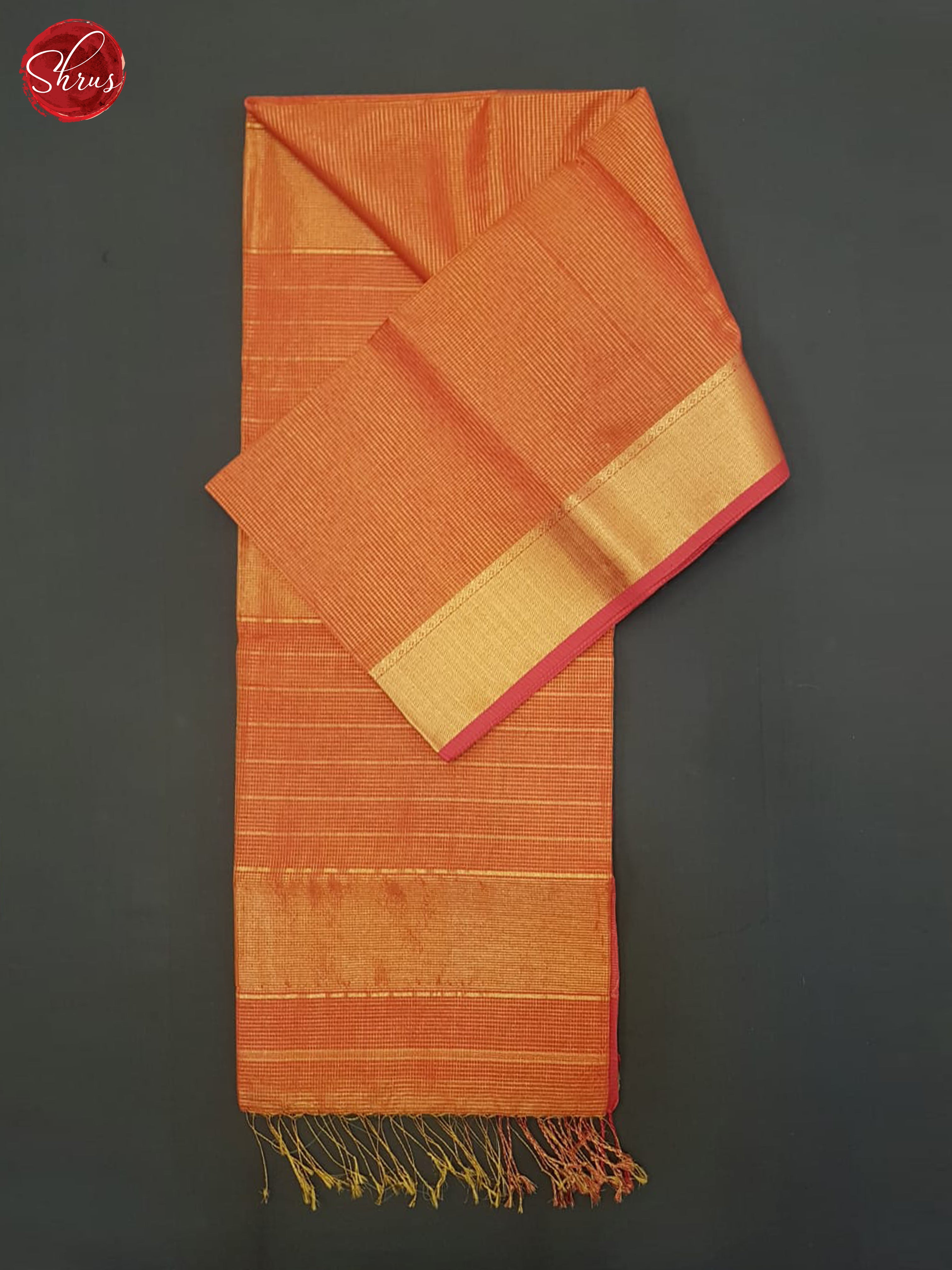 Orangish Pink(Single Tone)- Maheshwari Silk Cotton Saree - Shop on ShrusEternity.com
