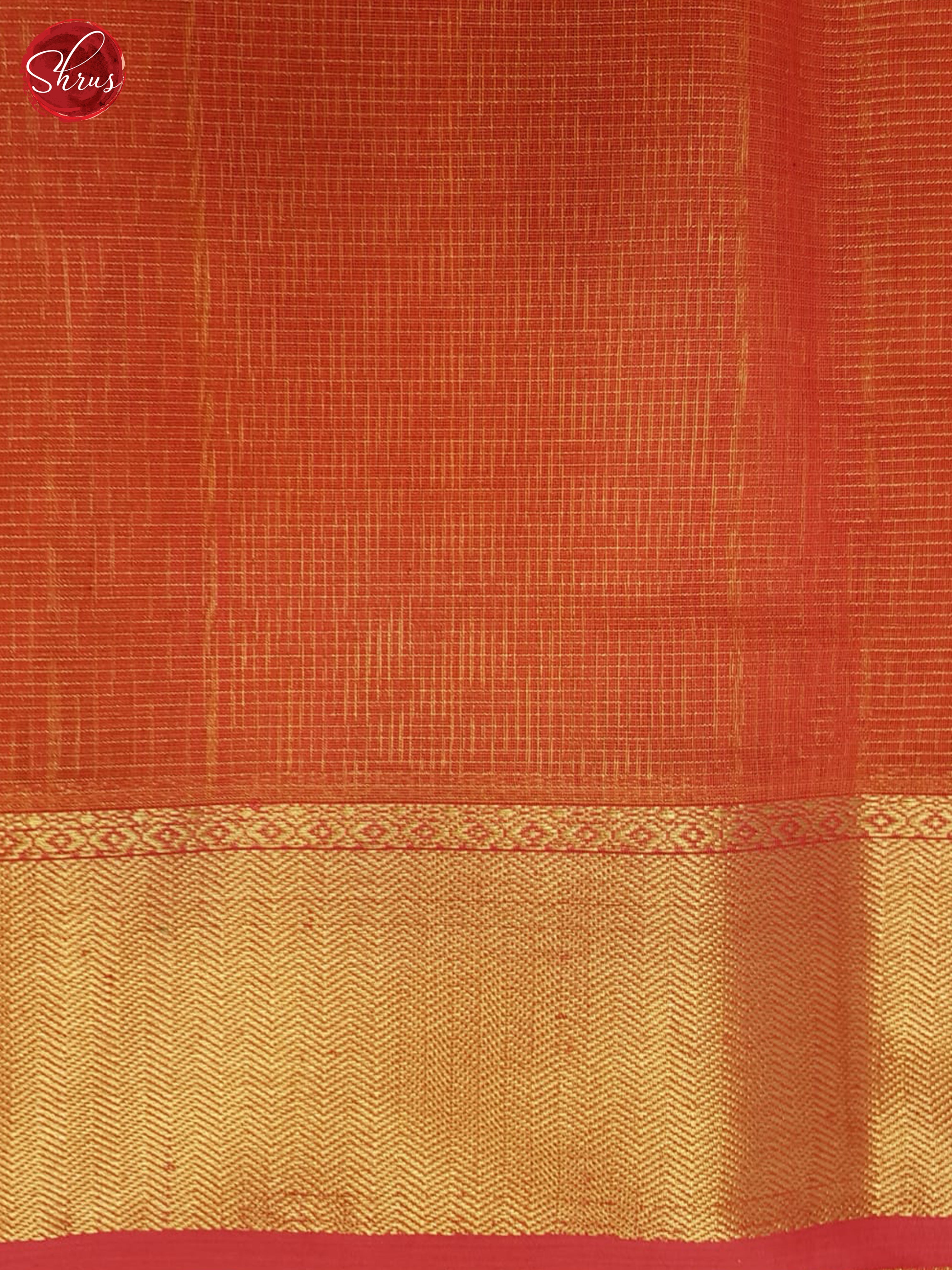 Orangish Pink(Single Tone)- Maheshwari Silk Cotton Saree - Shop on ShrusEternity.com