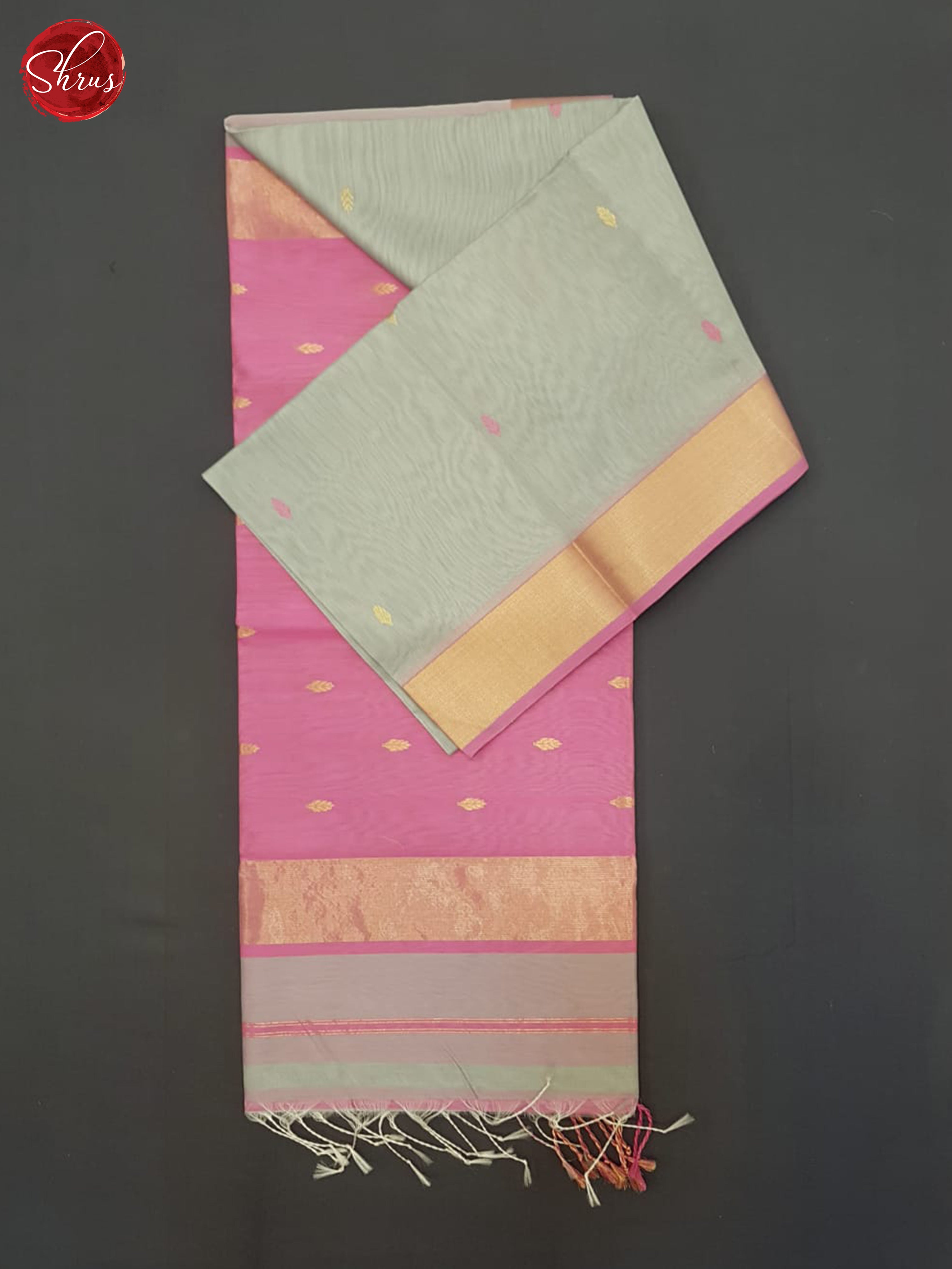 Grey And Pink- Maheshwari Silk Cotton Saree - Shop on ShrusEternity.com