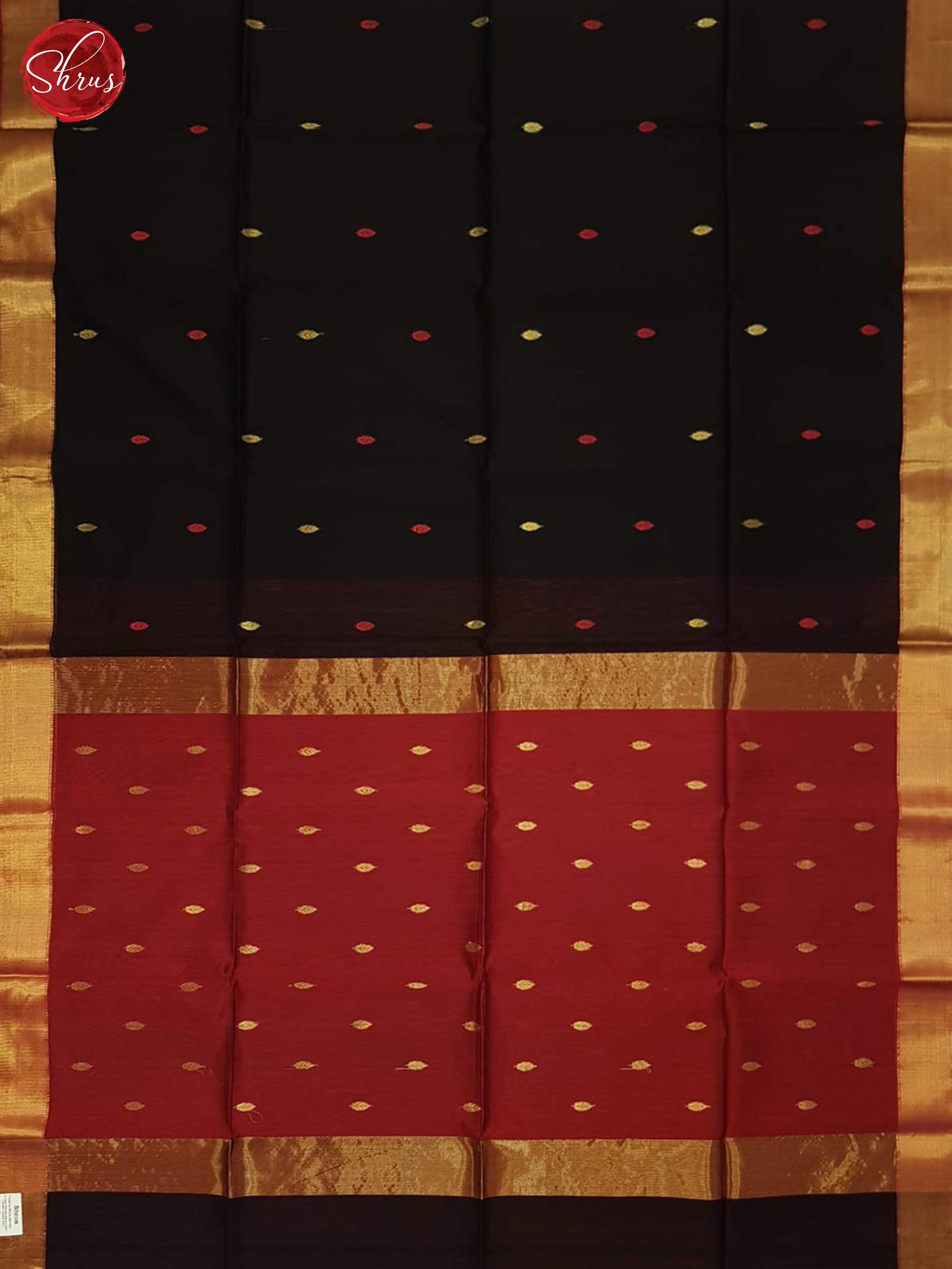 Black And Red- Maheshwari Silk Cotton Saree - Shop on ShrusEternity.com