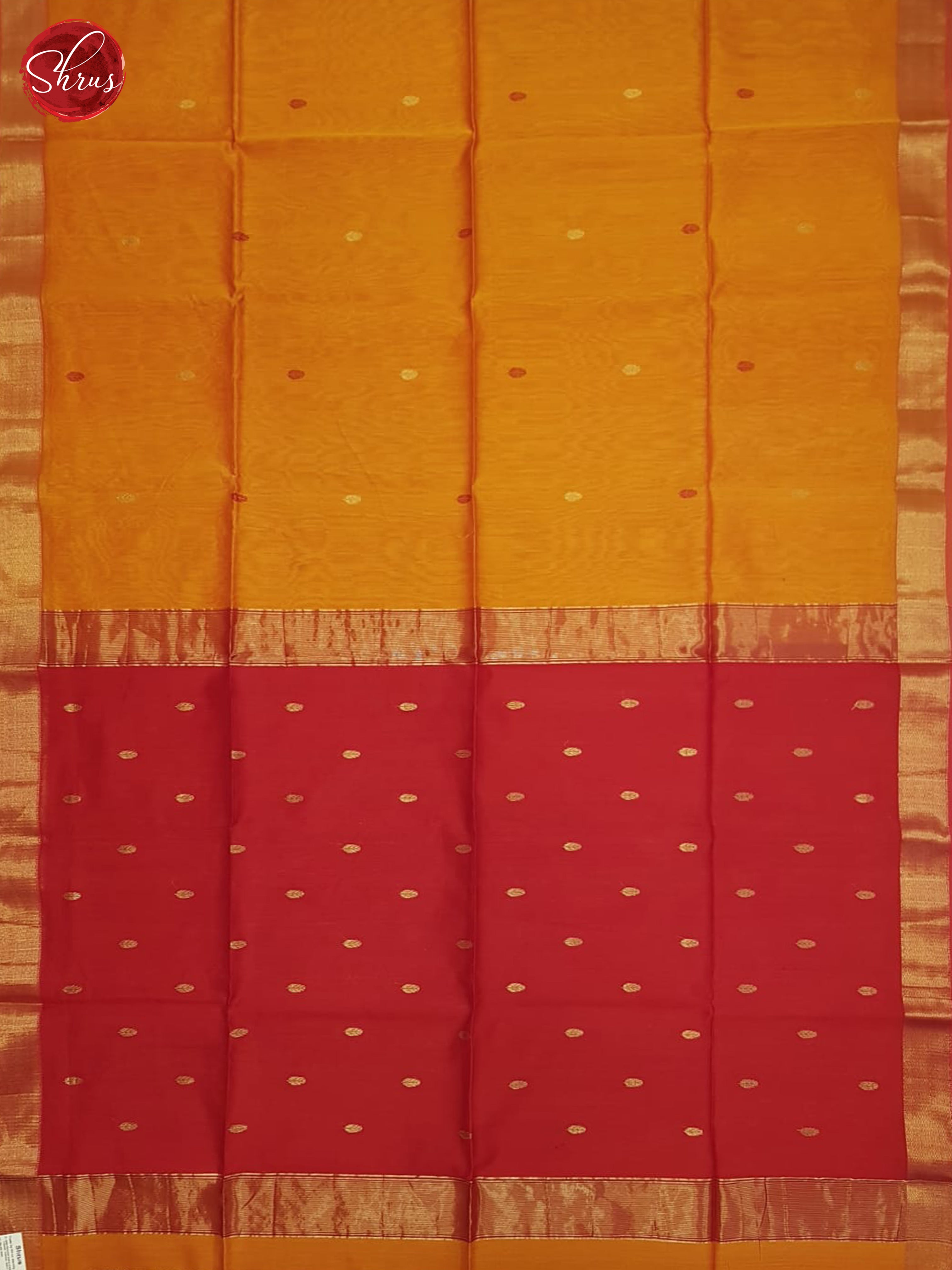 Orange And Red- Maheshwari Silk Cotton Saree - Shop on ShrusEternity.com