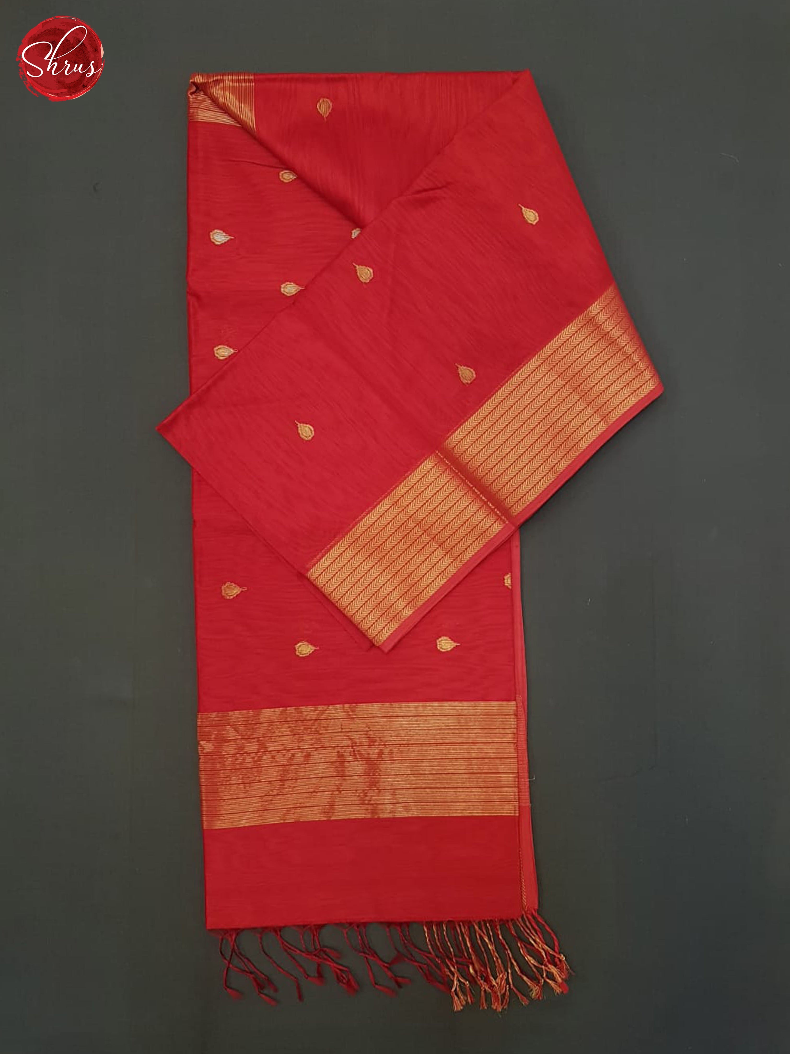 Red(Single tone)- Maheshwari Silk Cotton Saree - Shop on ShrusEternity.com