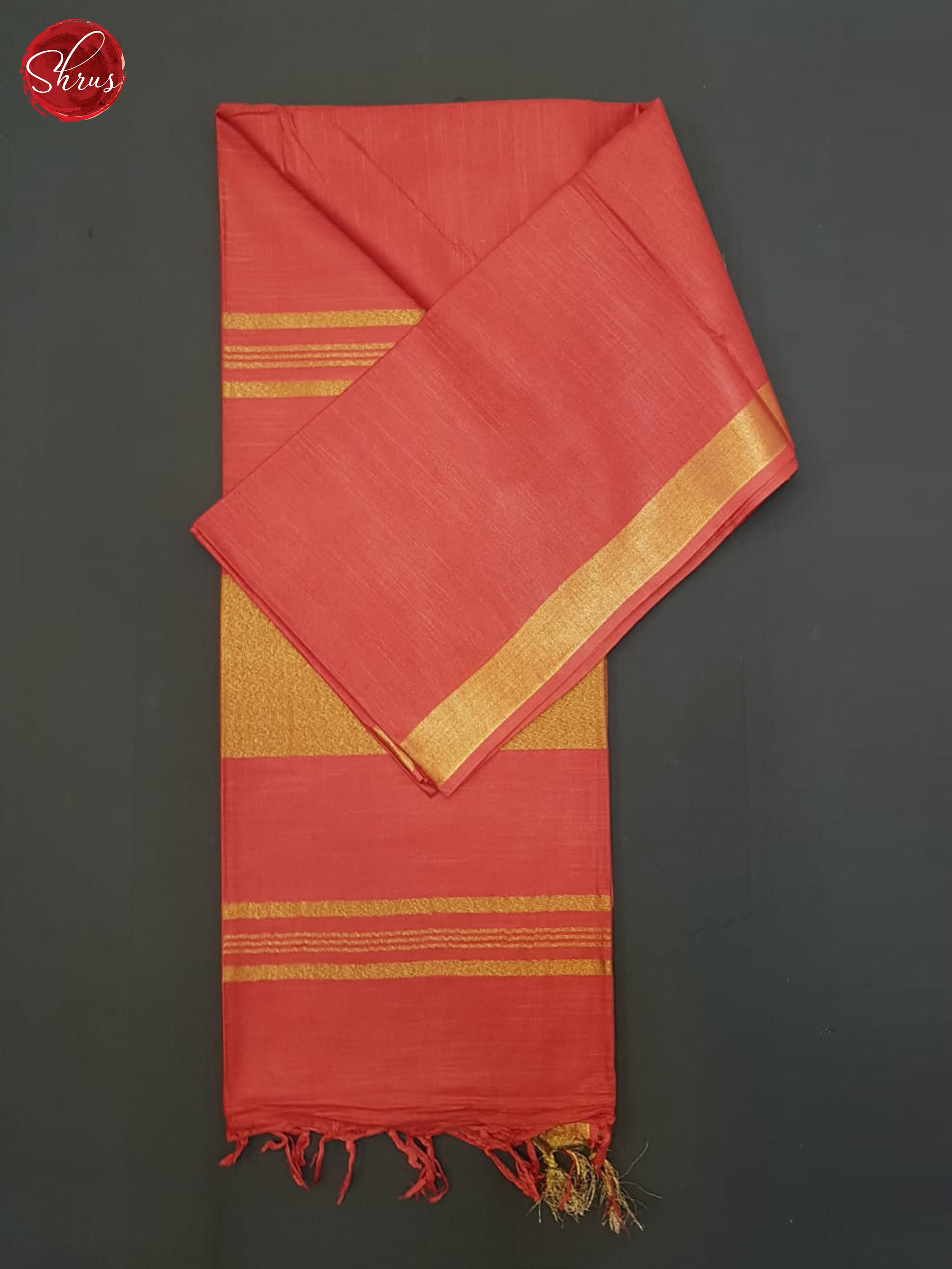Red(Single Tone)- Linen Cotton saree - Shop on ShrusEternity.com
