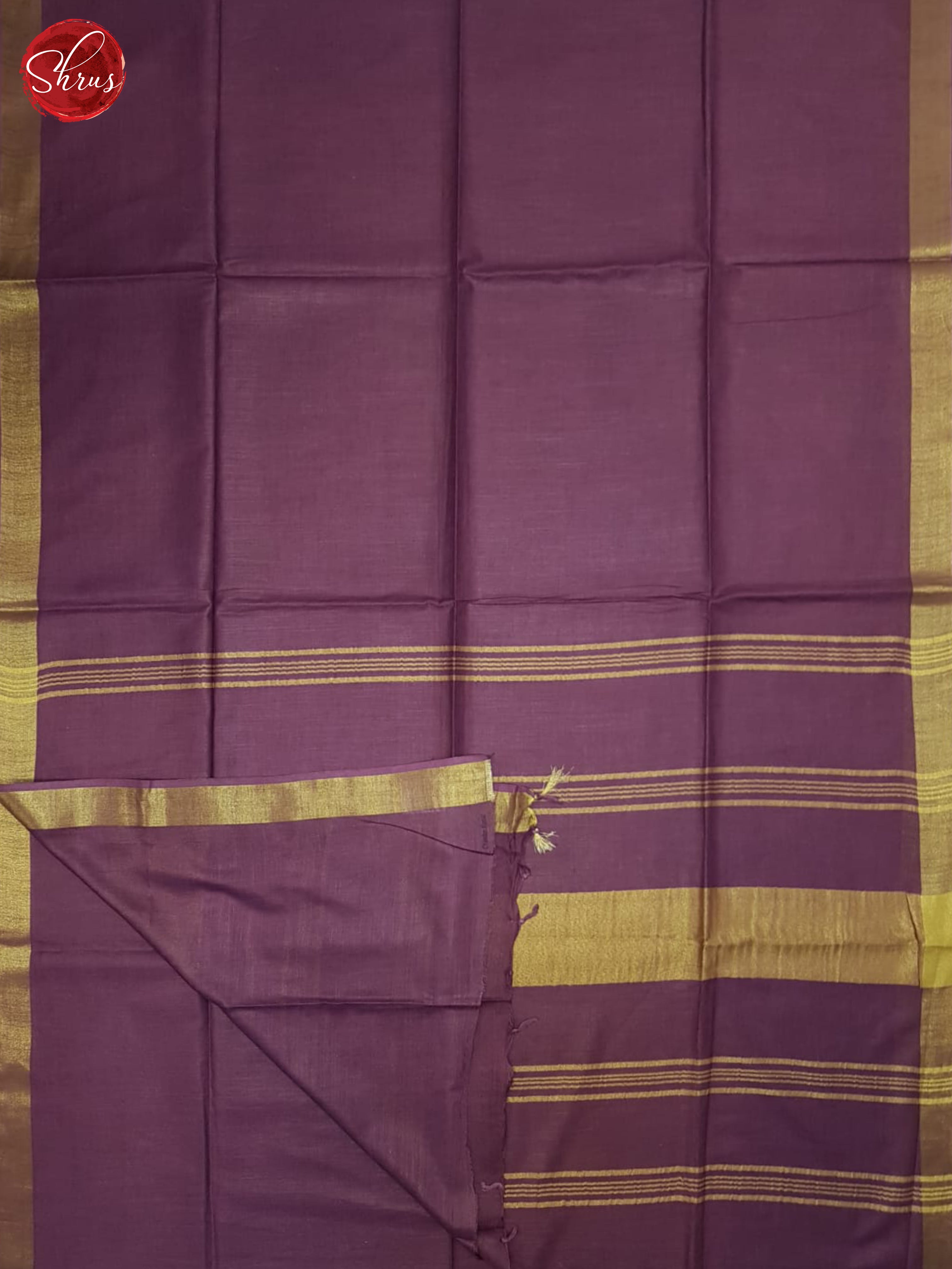 Dusty Wine(Single Tone)- Linen cotton Saree - Shop on ShrusEternity.com