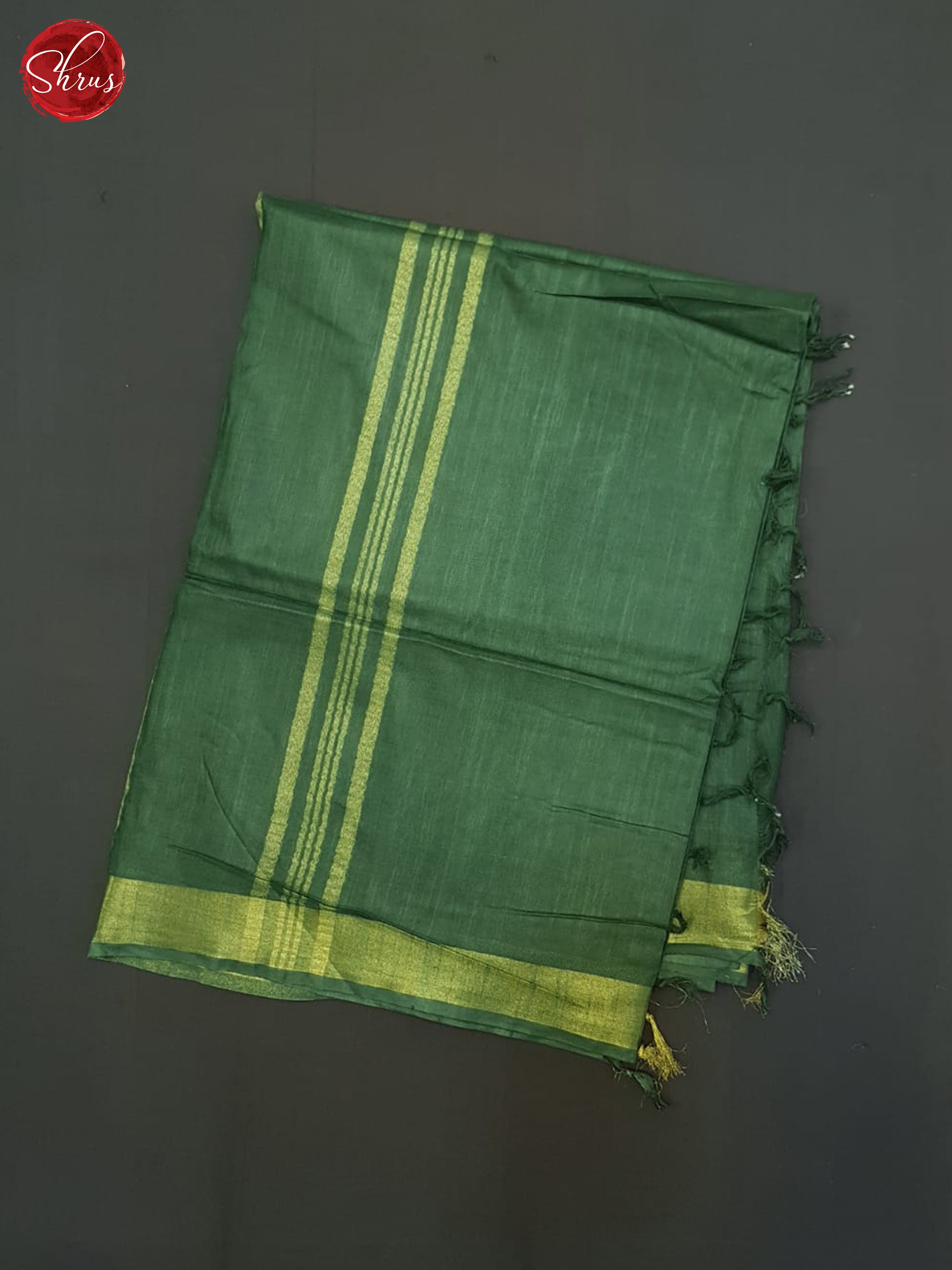 Green(Single Tone)- Linen Cotton Saree - Shop on ShrusEternity.com
