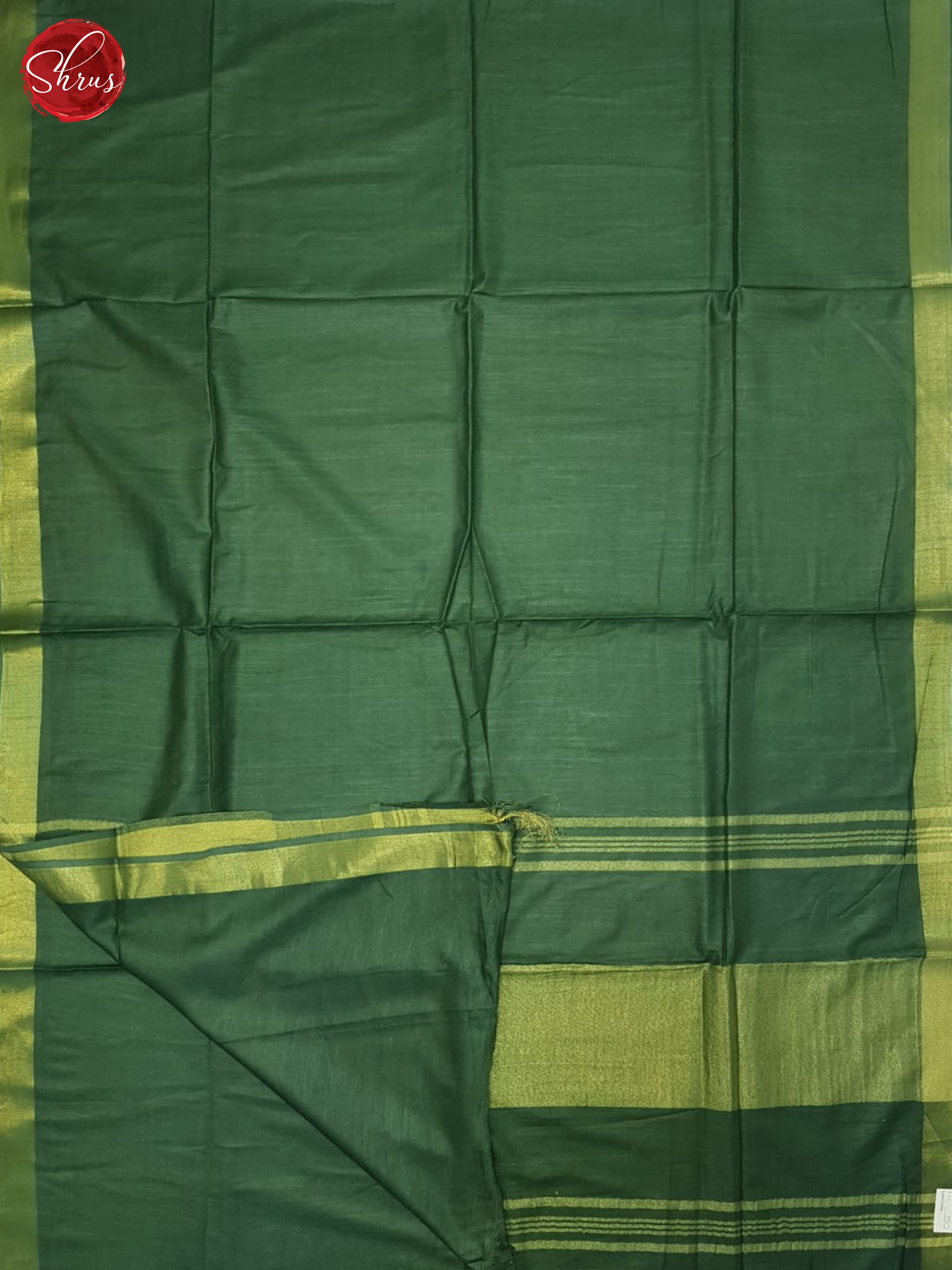 Green(Single Tone)- Linen Cotton Saree - Shop on ShrusEternity.com