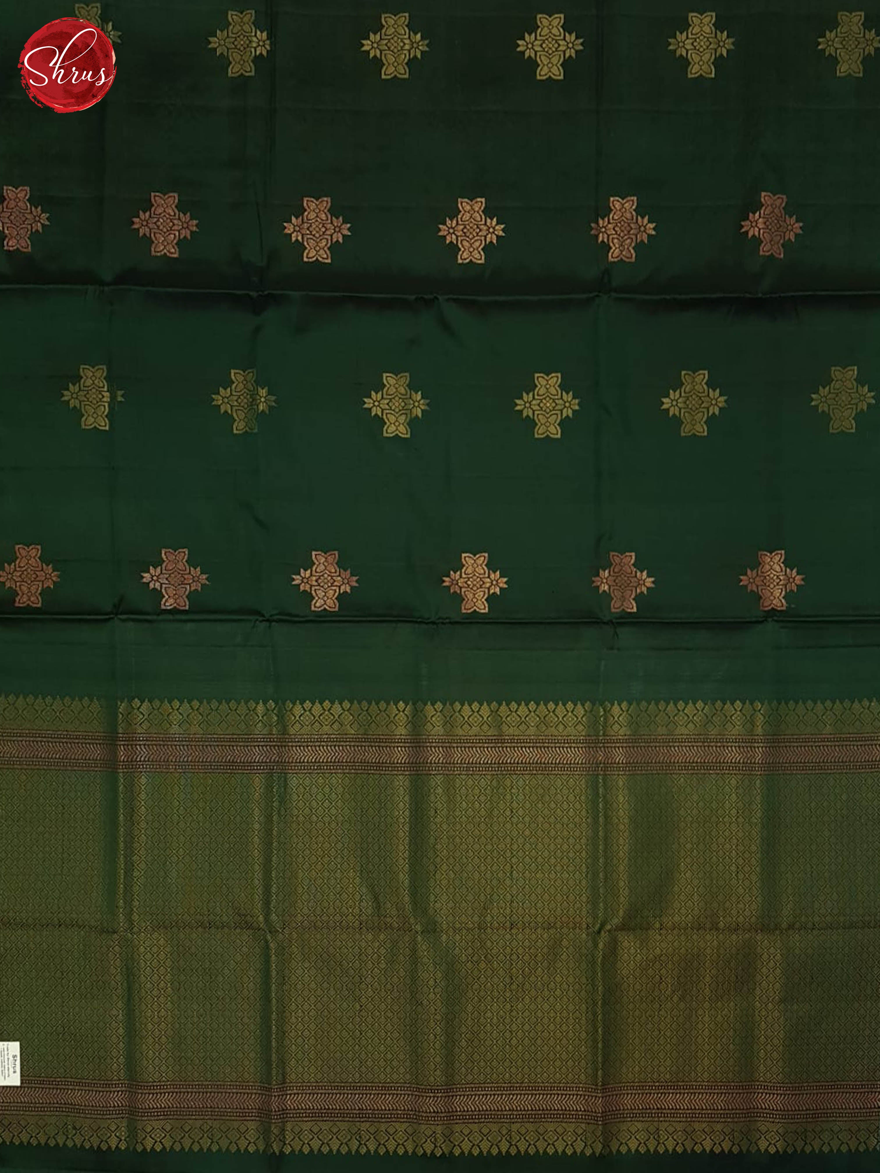 Cream And Green- Soft Silk Half-pure Saree - Shop on ShrusEternity.com