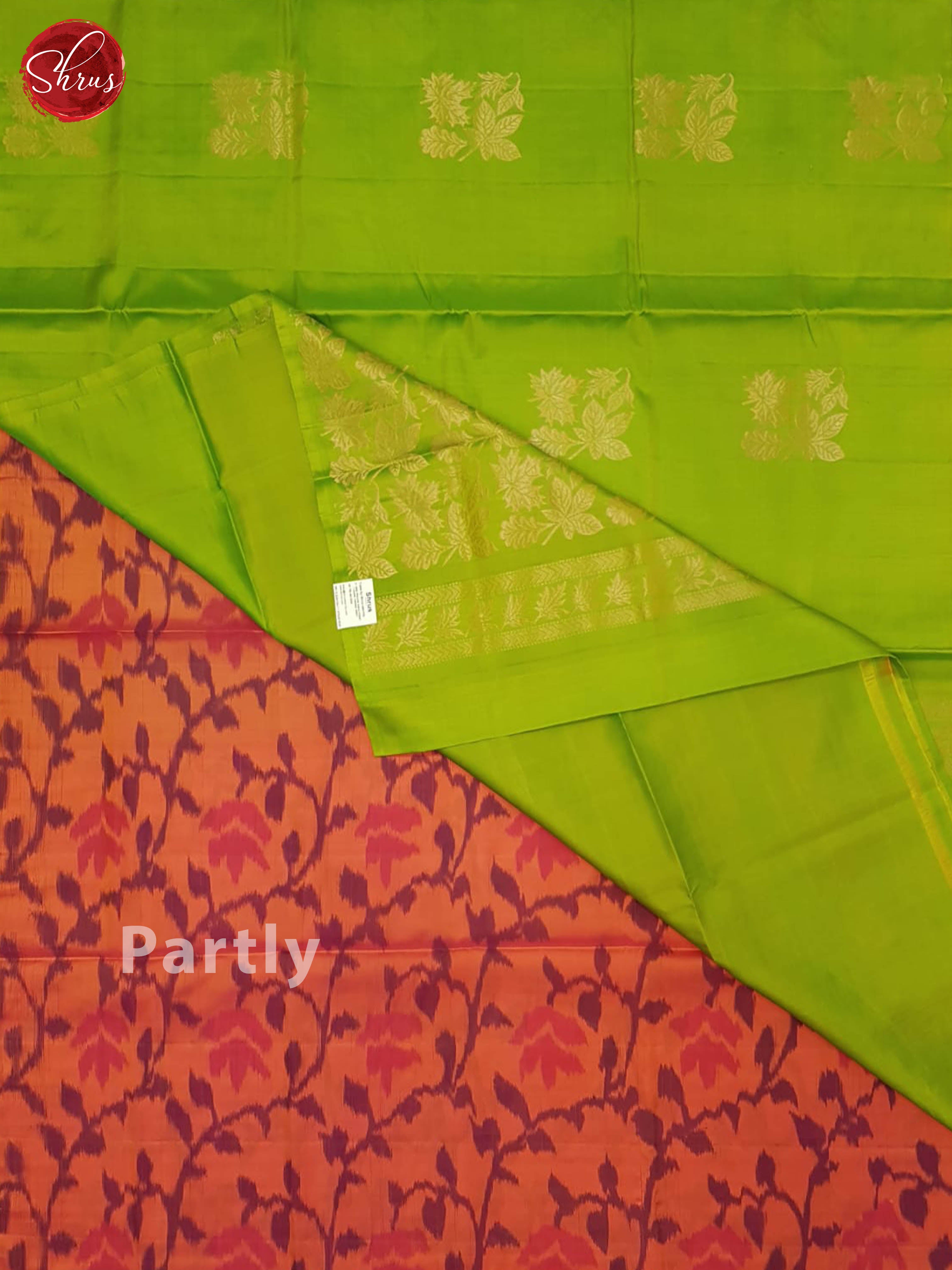 Green And Orange - Soft Silk half-pure Saree - Shop on ShrusEternity.com