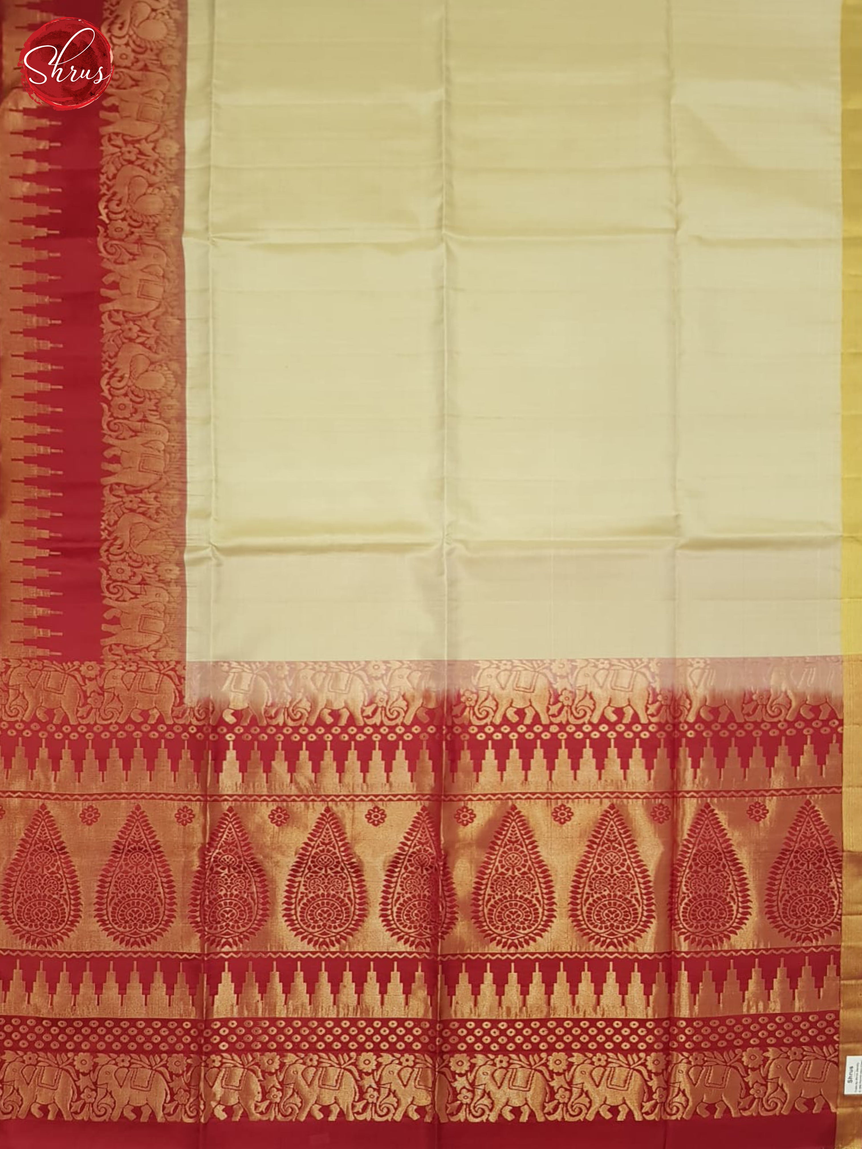 Cream & Red- Soft silk Saree - Shop on ShrusEternity.com