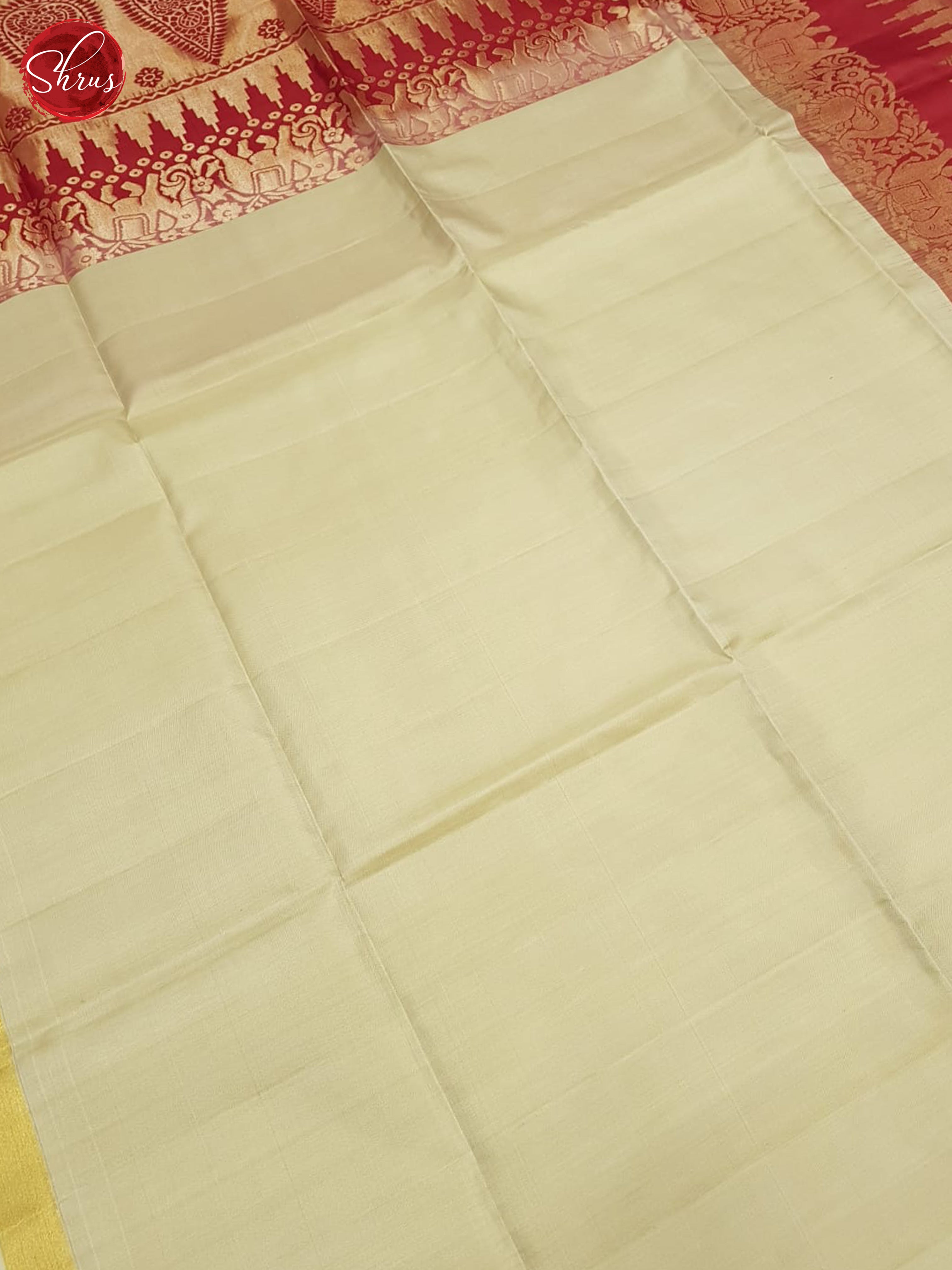 Cream & Red- Soft silk Saree - Shop on ShrusEternity.com