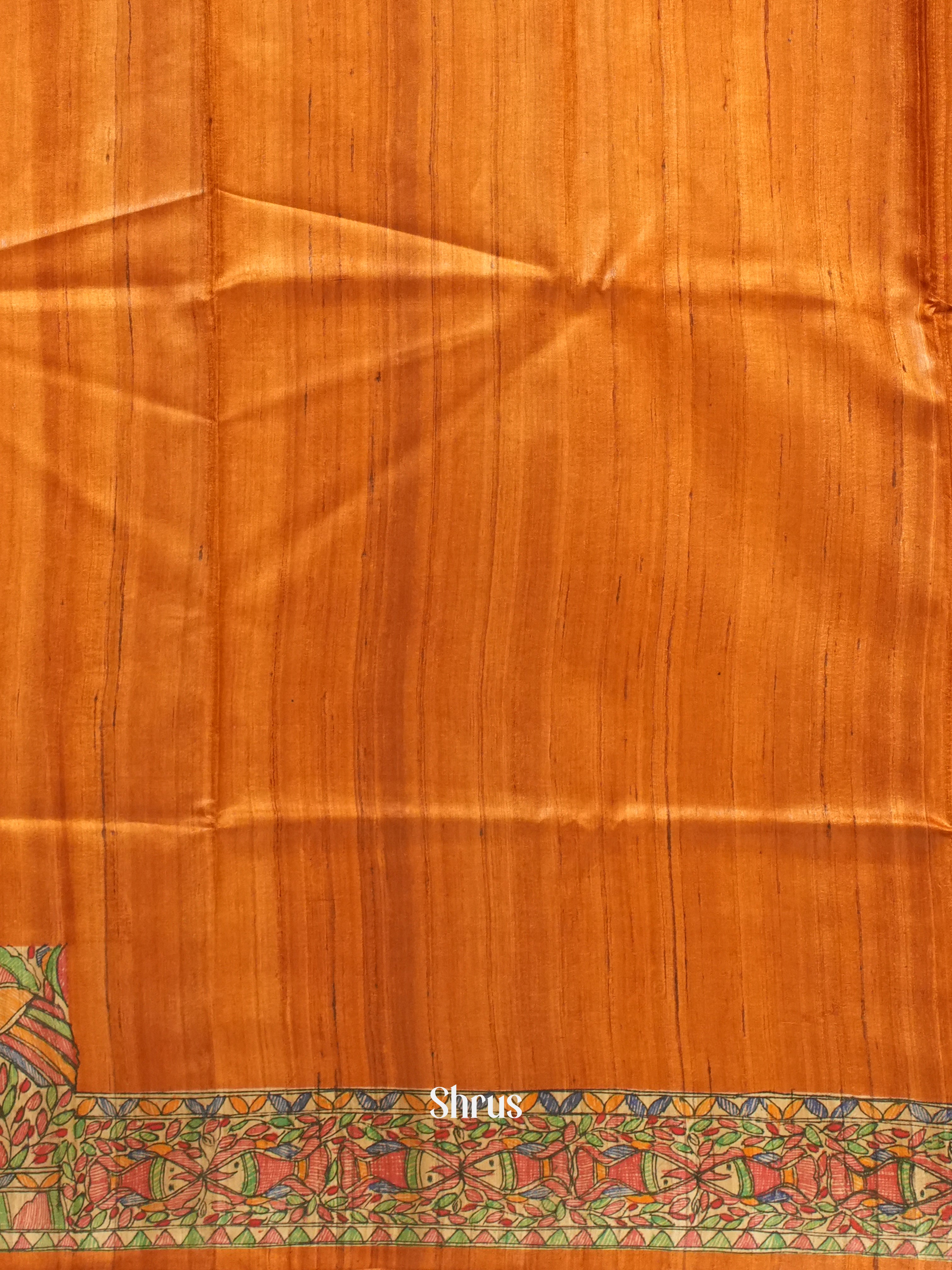 Brick Orange & Cream - Tussar Silk Saree - Shop on ShrusEternity.com
