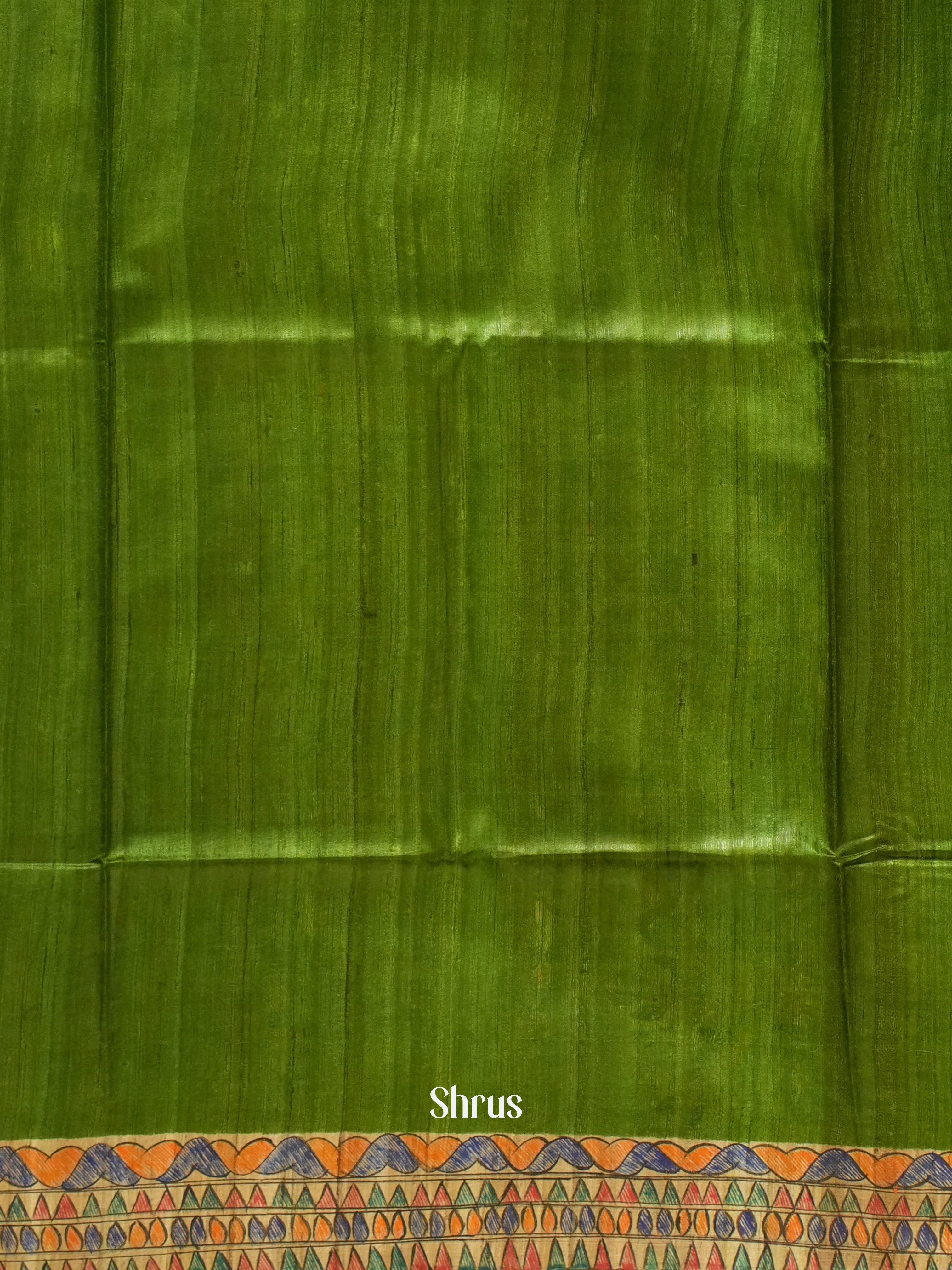 Green & Cream - Tussar Silk Saree - Shop on ShrusEternity.com