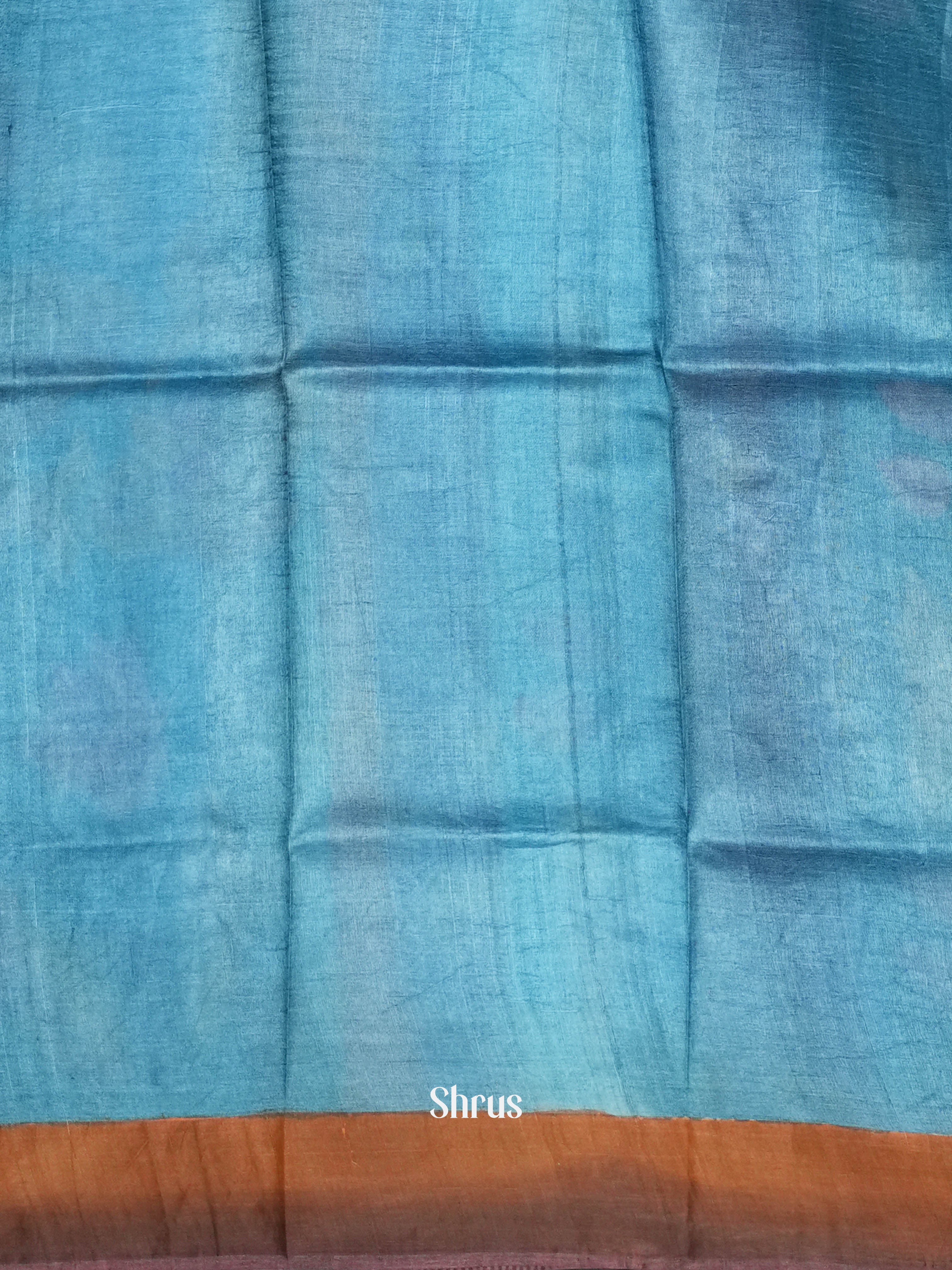 Blue & Grey - Tussar Silk Saree - Shop on ShrusEternity.com