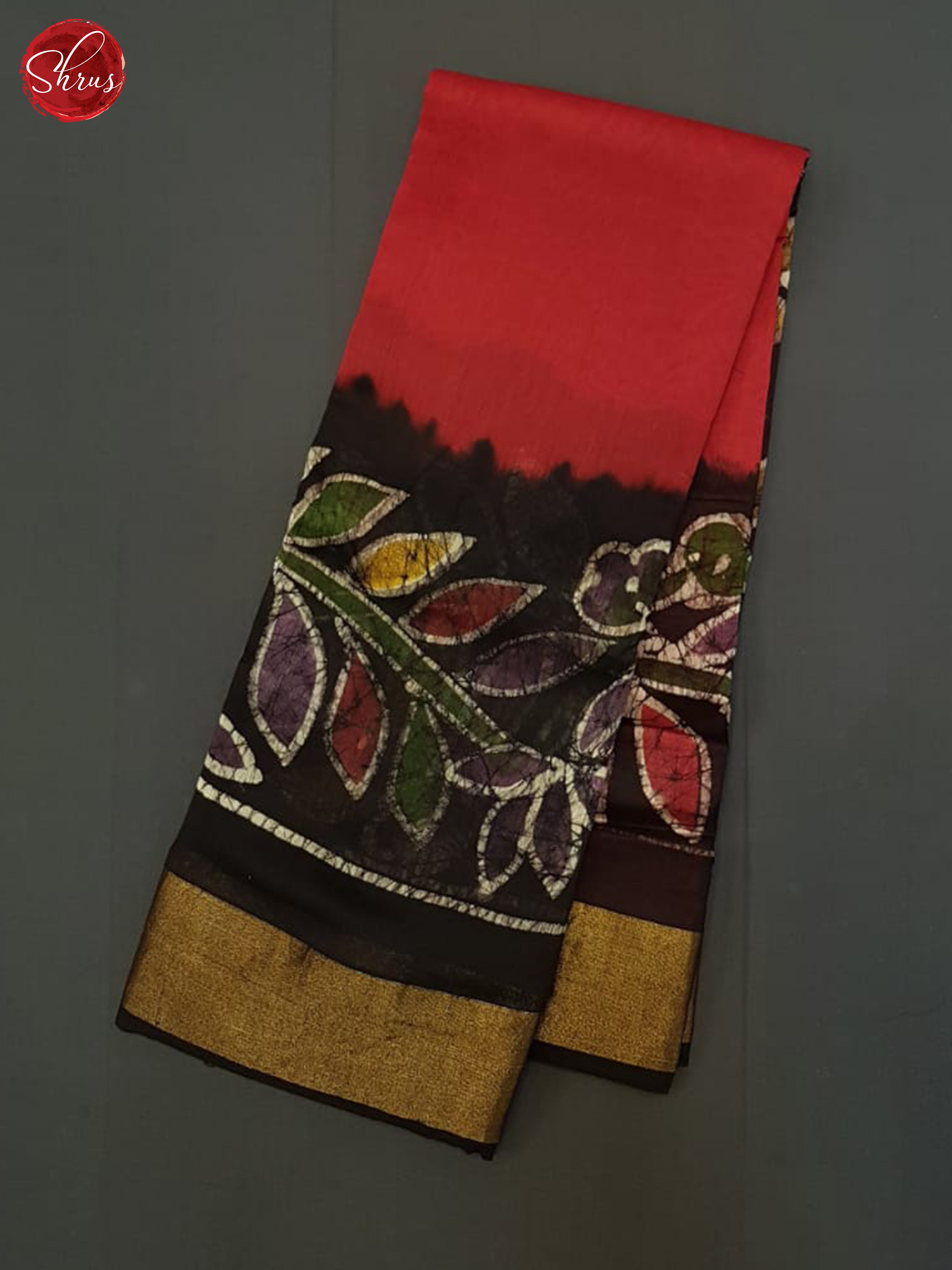 Black And Red- Moonga Silk Saree - Shop on ShrusEternity.com