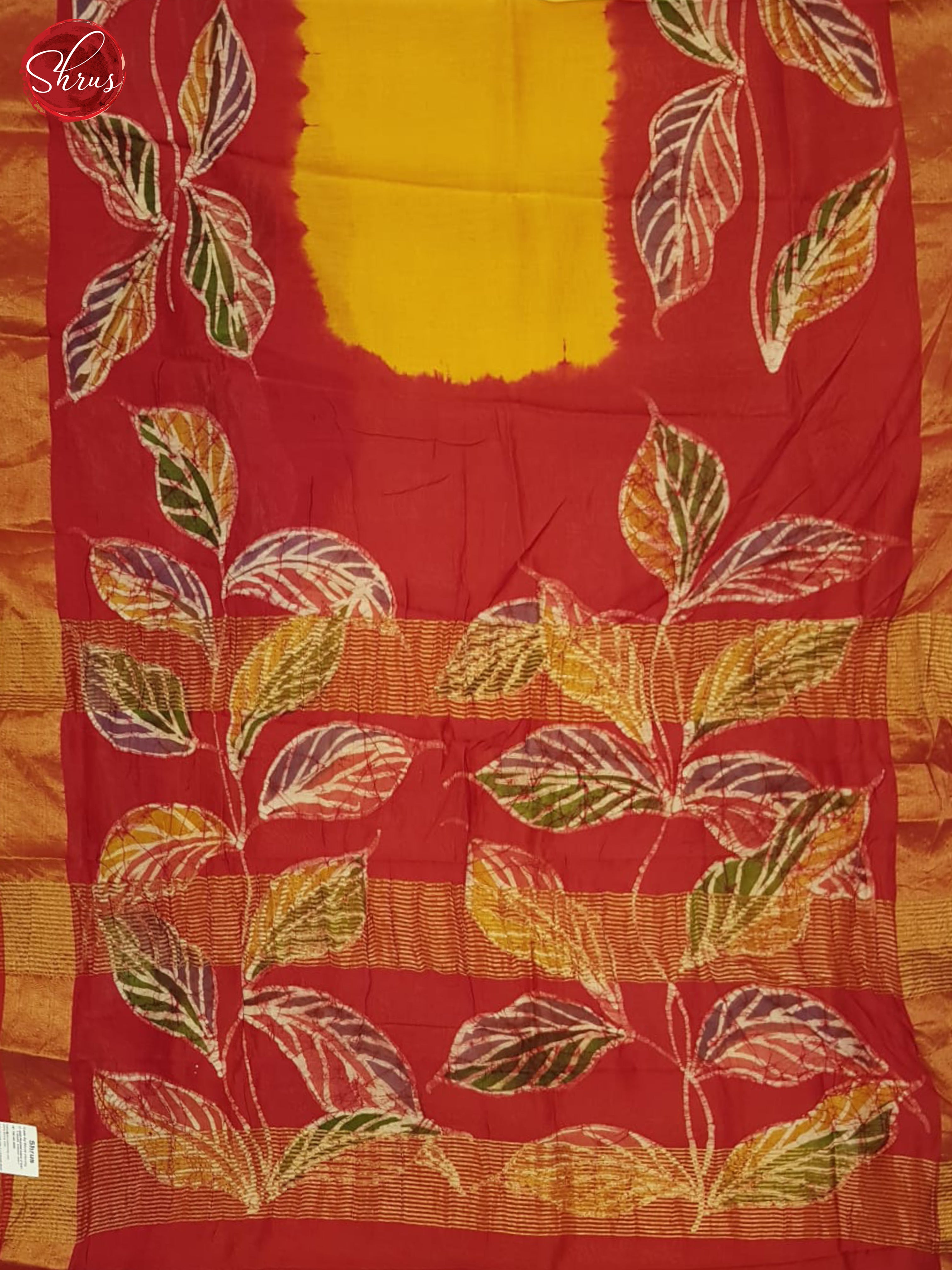 Mustard And Red- Moonga Silk Saree - Shop on ShrusEternity.com