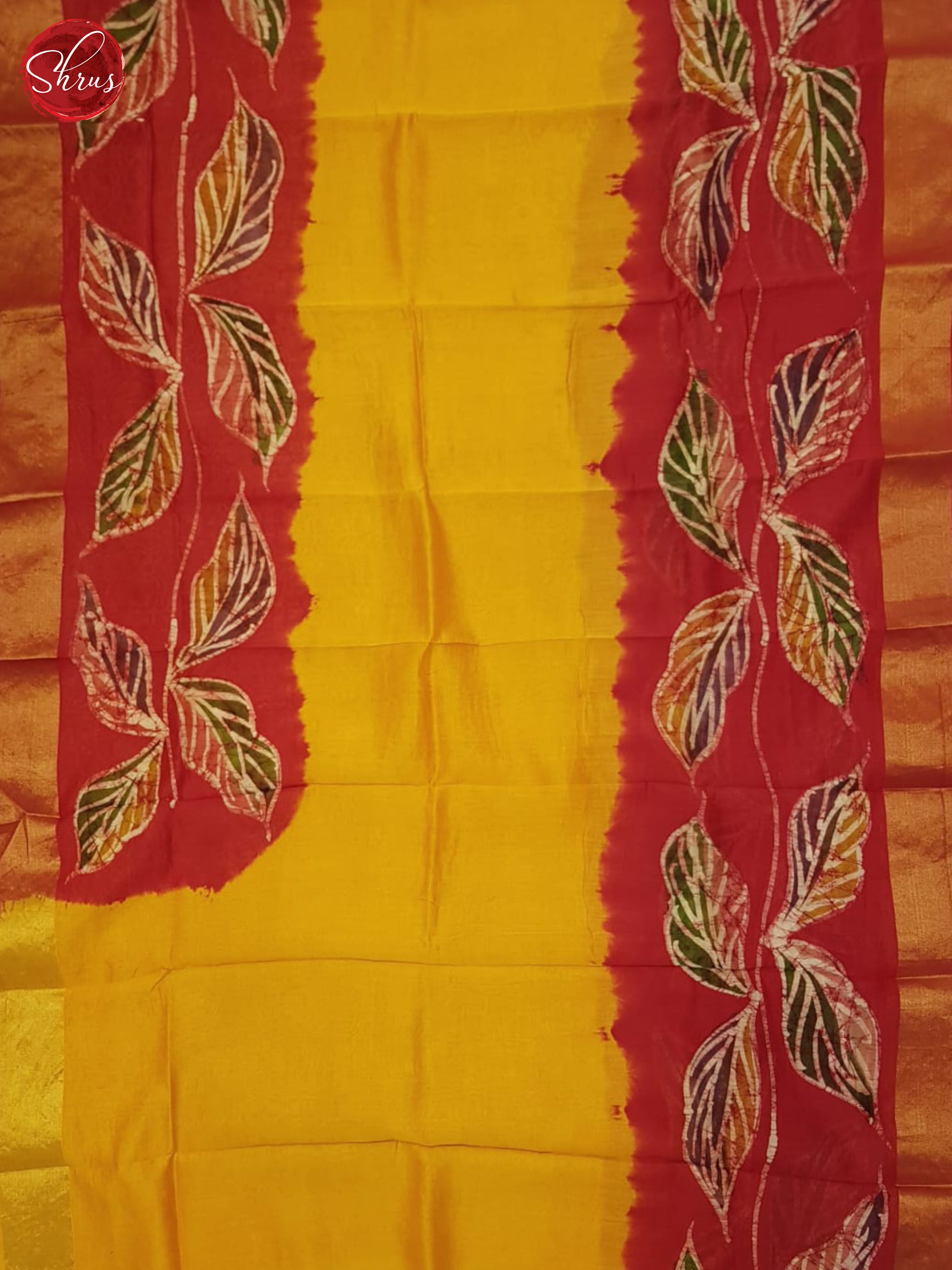 Mustard And Red- Moonga Silk Saree - Shop on ShrusEternity.com