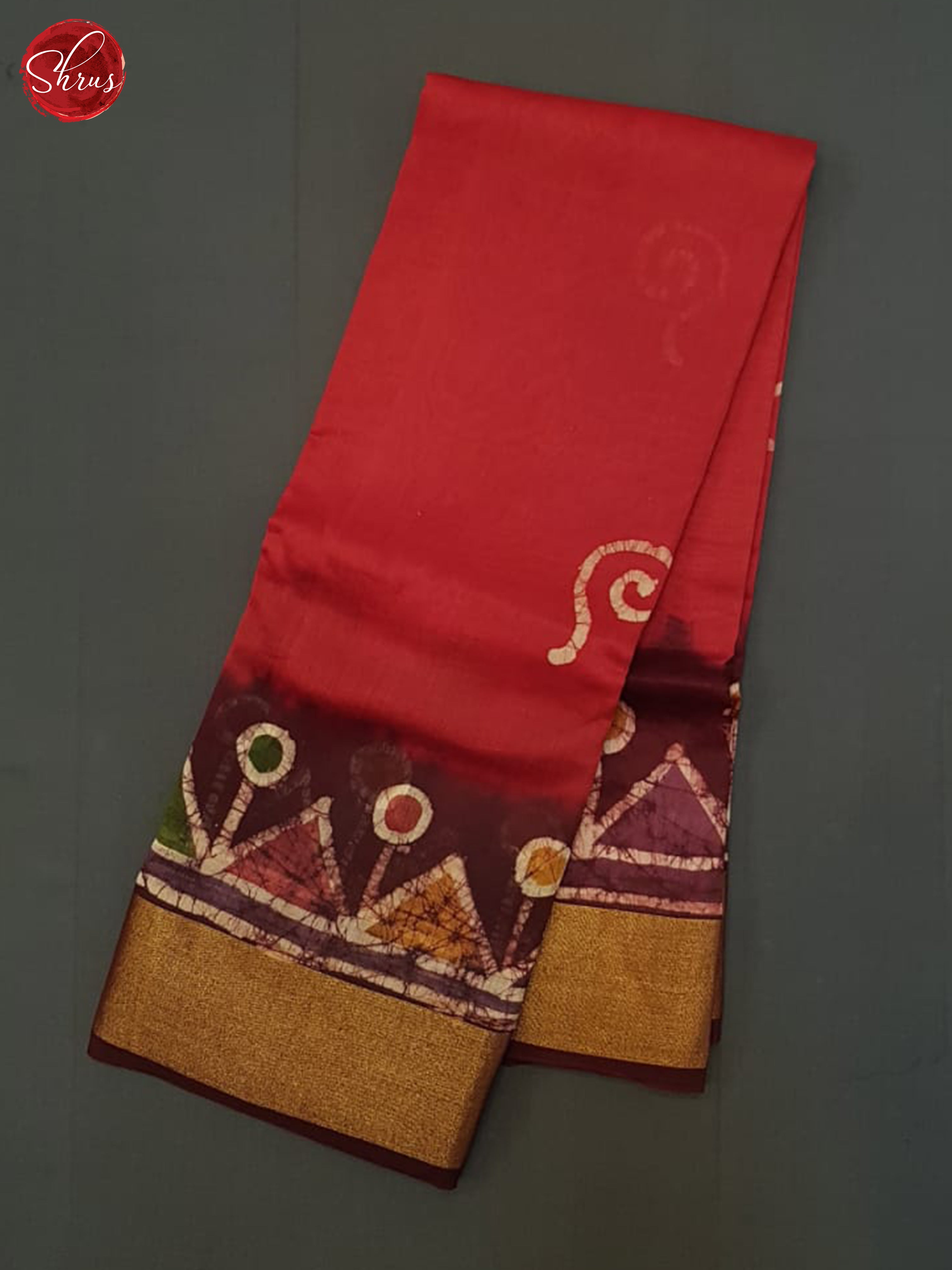 Red And Wine- Moonga Silk Saree - Shop on ShrusEternity.com