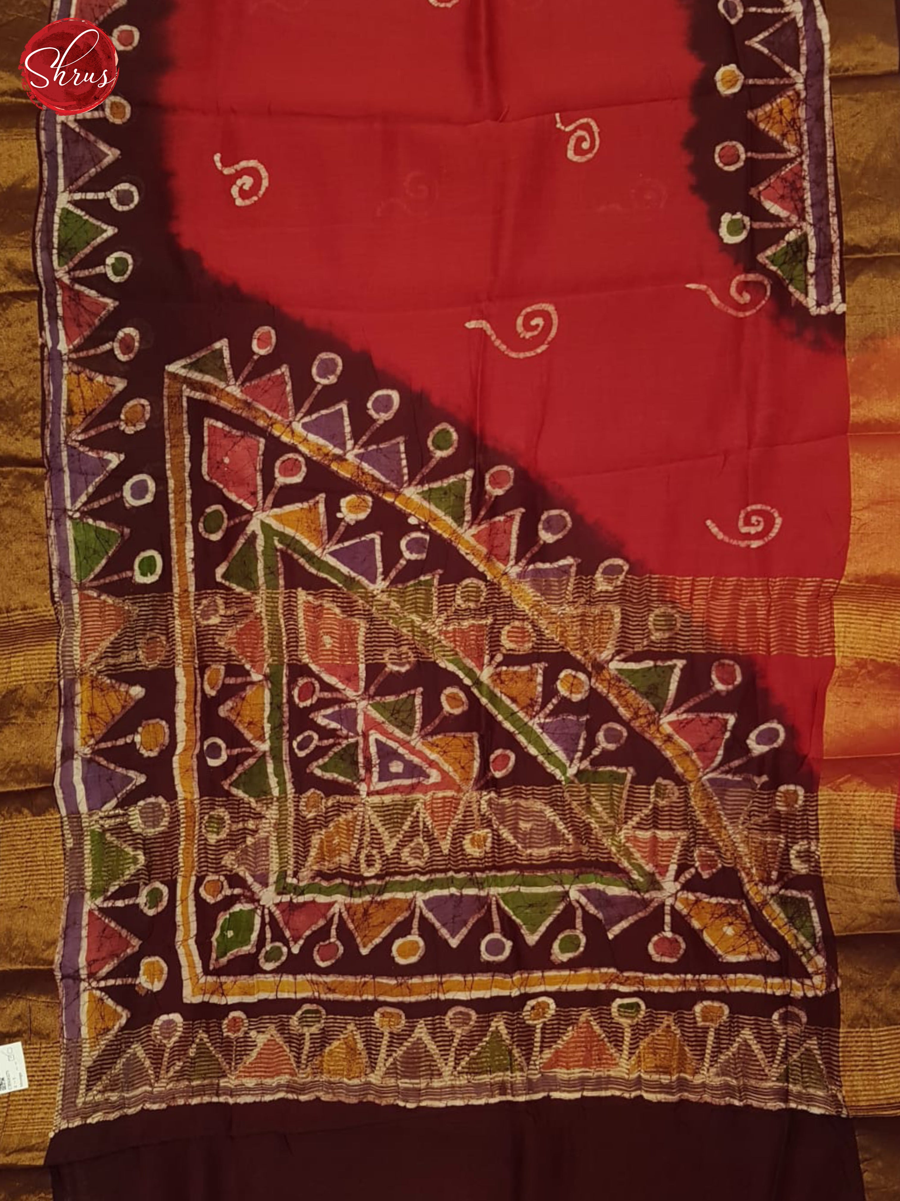 Red And Wine- Moonga Silk Saree - Shop on ShrusEternity.com