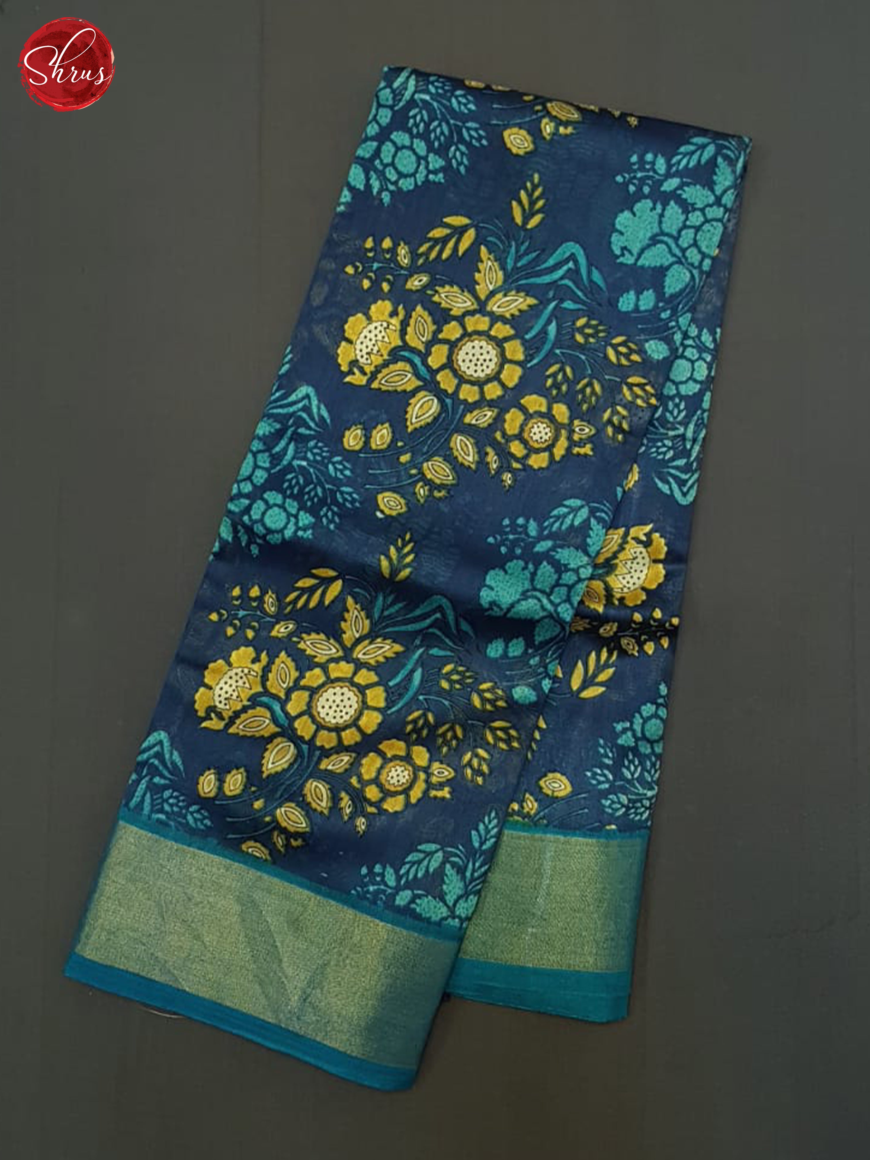 Navy Blue  & Blue - Moonga Silk Saree - Shop on ShrusEternity.com