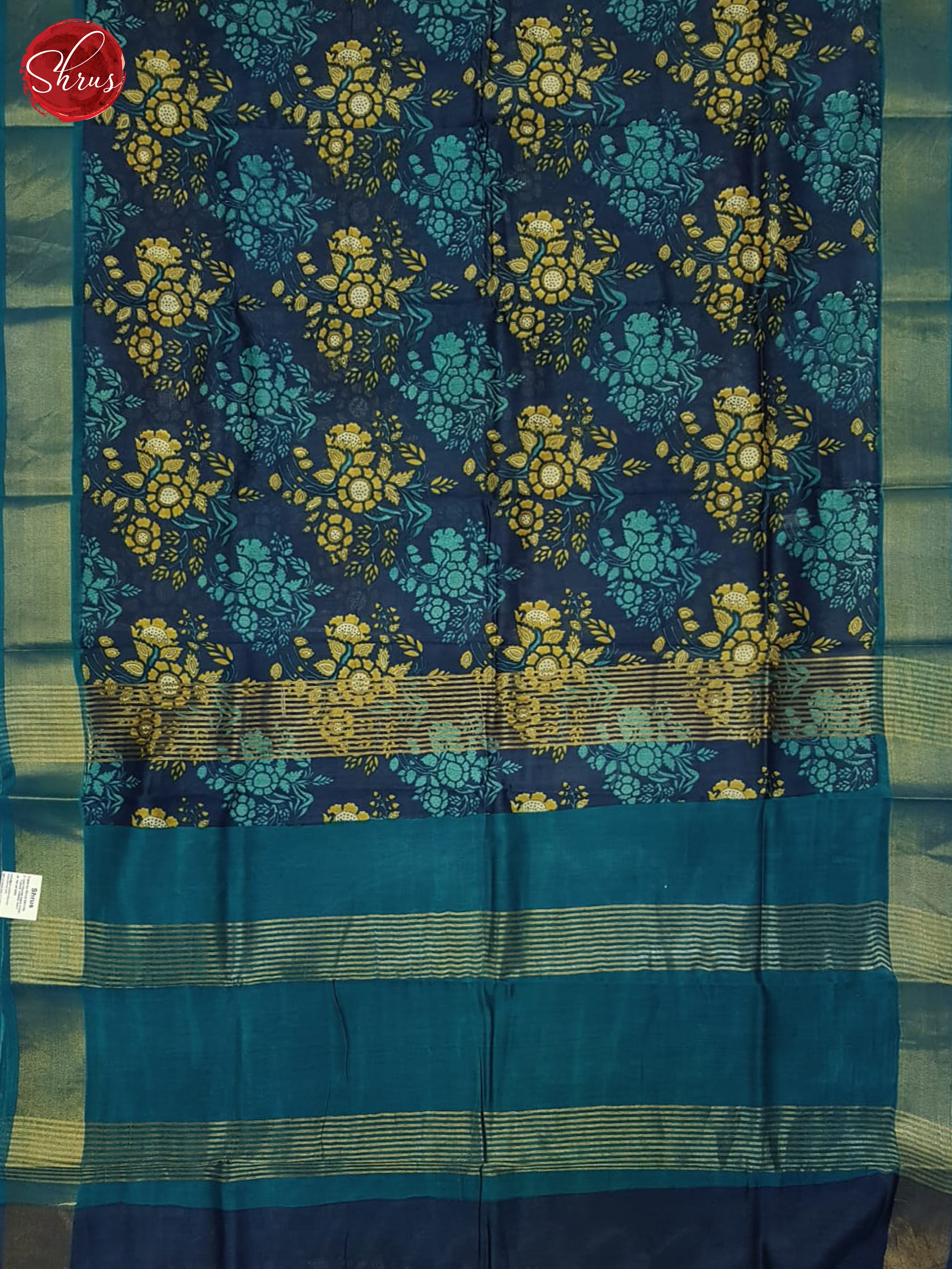 Navy Blue & Blue - Moonga Silk Saree - Shop on ShrusEternity.com