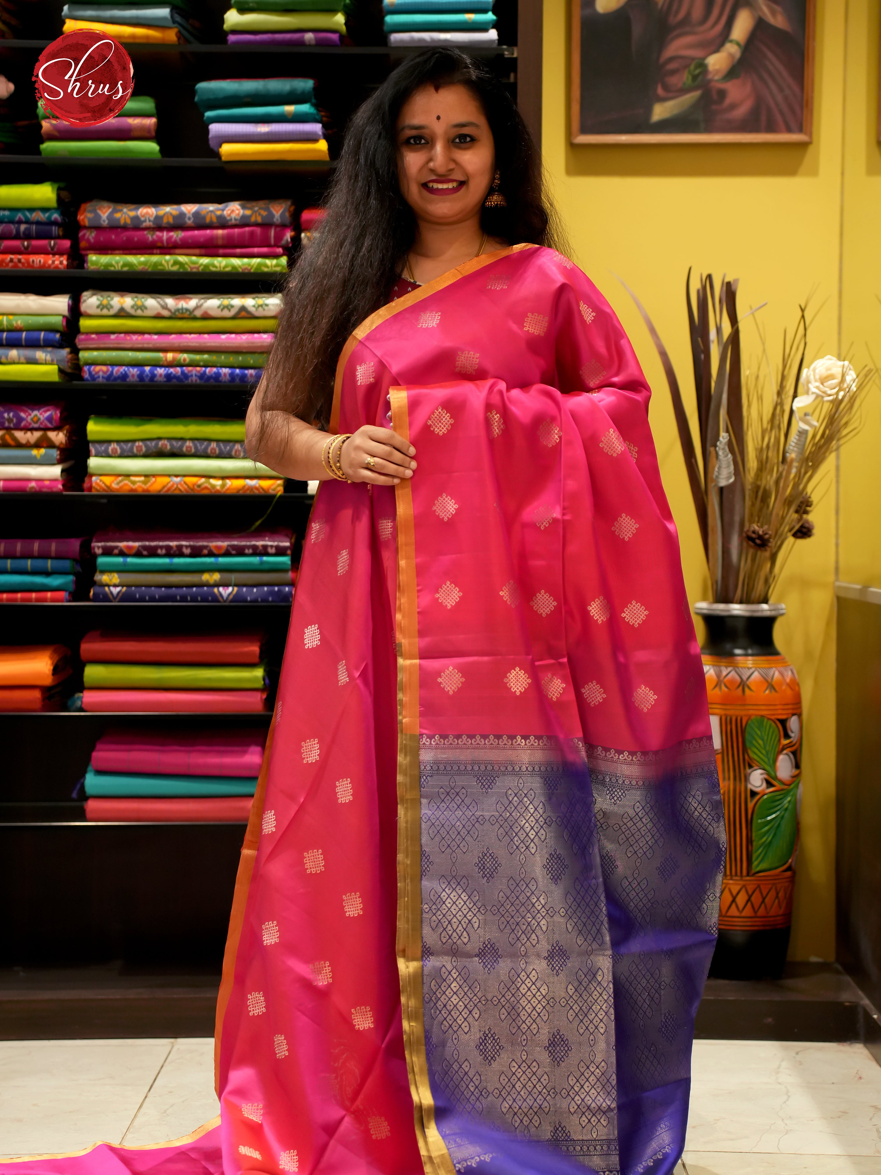 Pink And Blue- Soft silk Saree - Shop on ShrusEternity.com