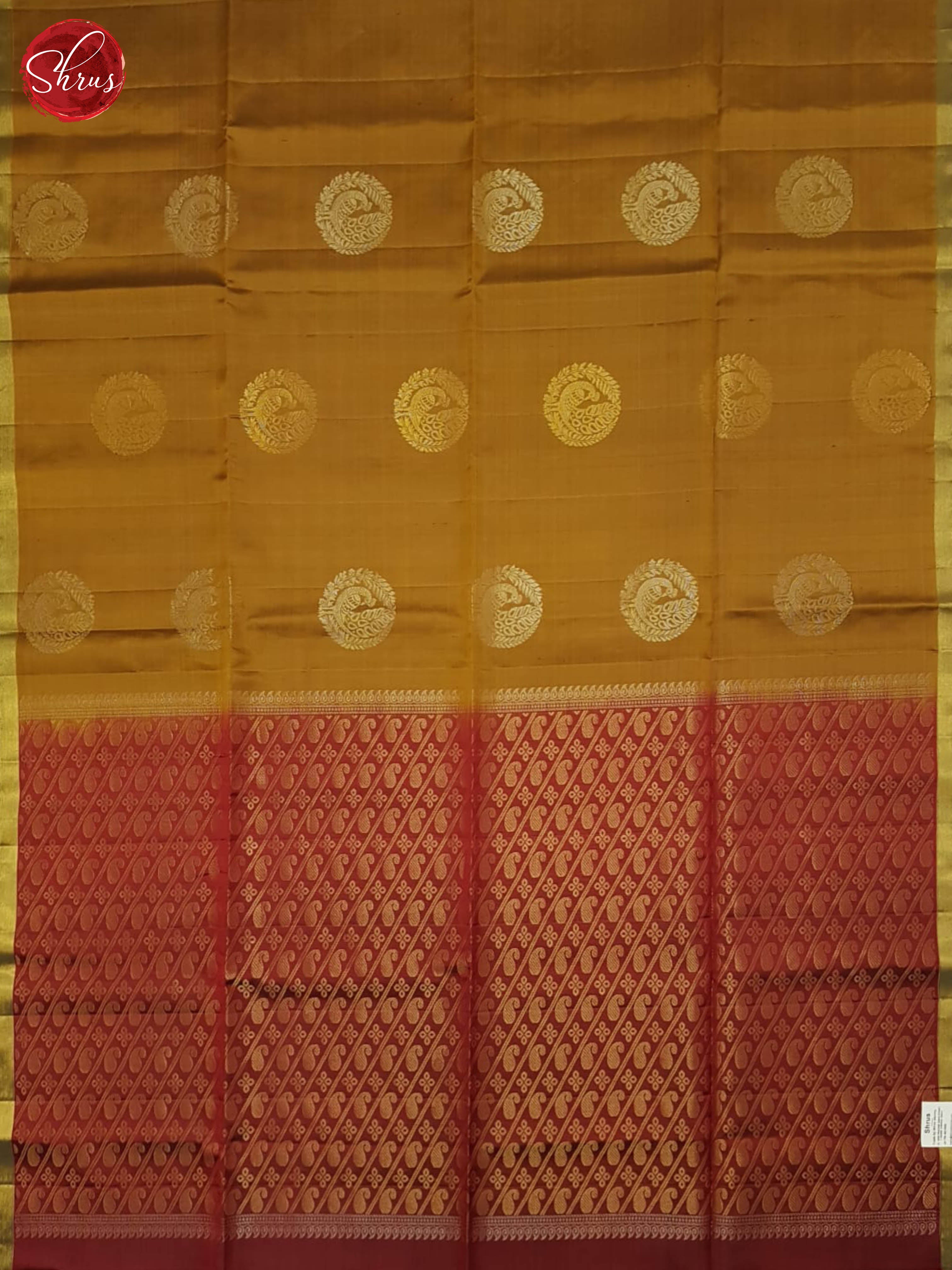 Dull Gold And Maroon- Soft Silk Saree - Shop on ShrusEternity.com