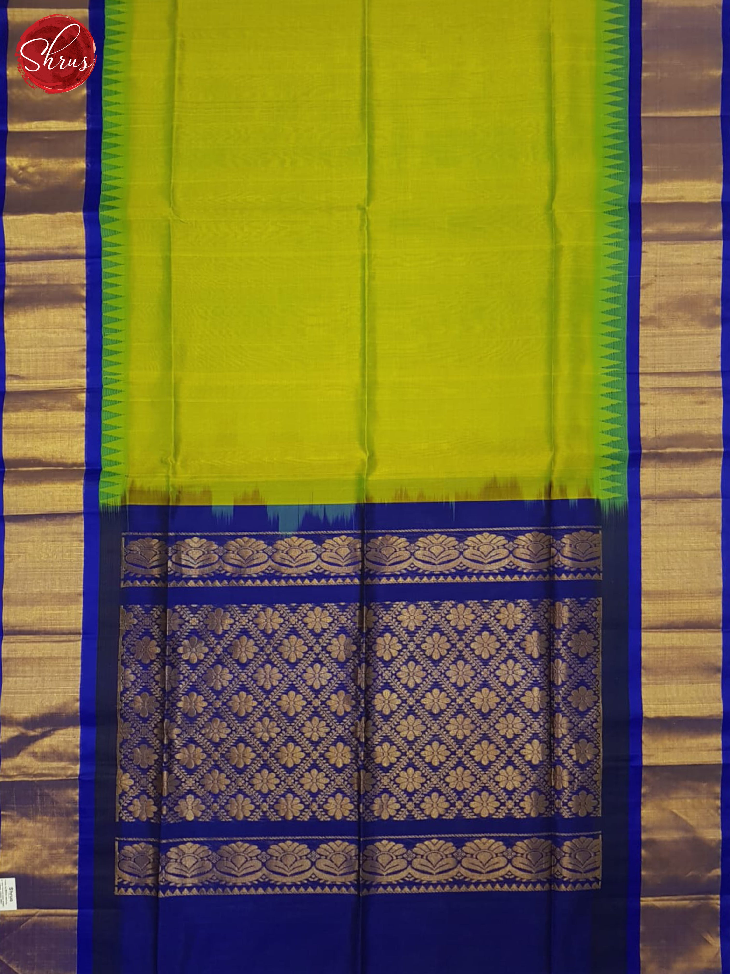 Green And Blue(Single Tone)- Silk Cotton Saree - Shop on ShrusEternity.com