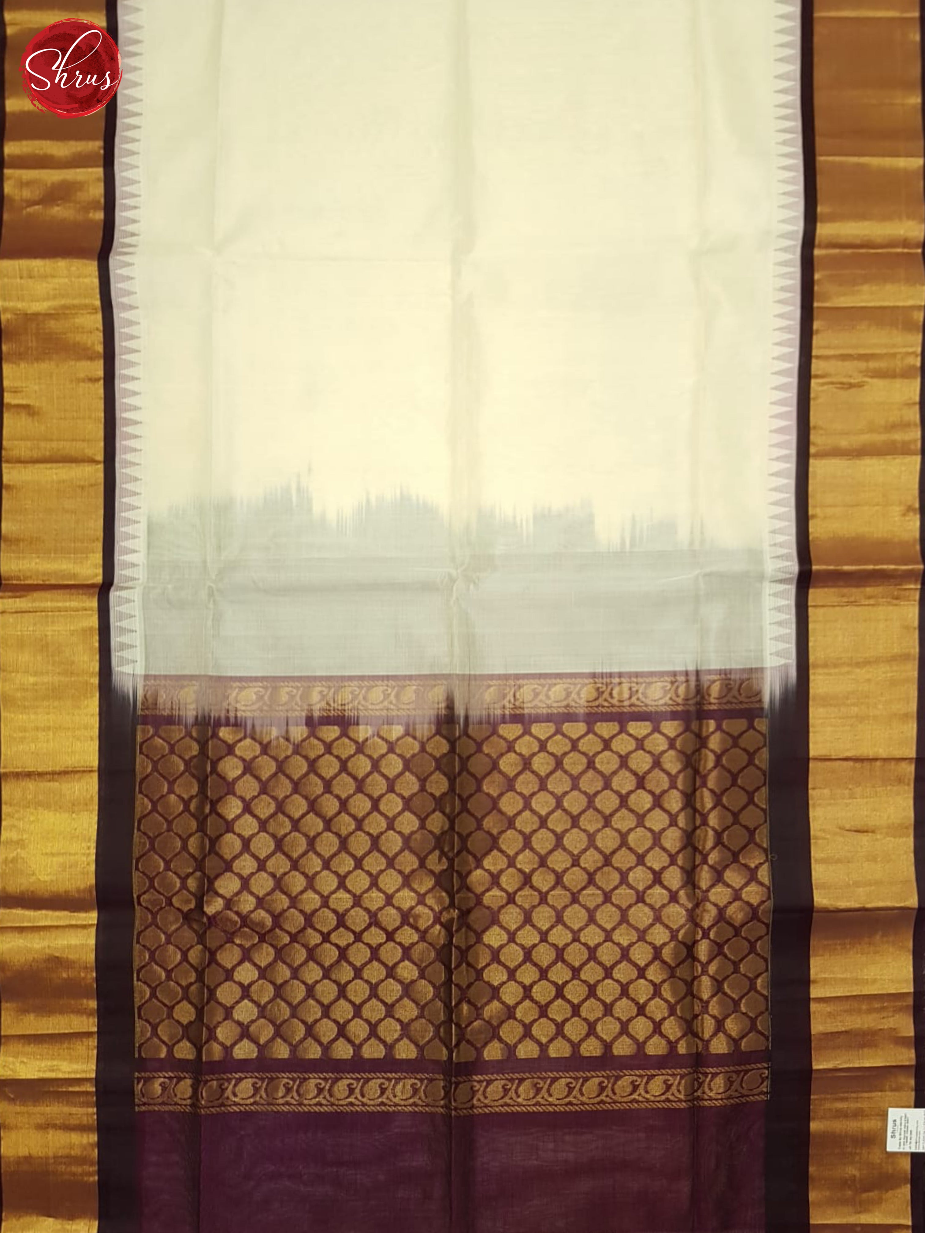 Cream And Wine- Silk cotton Saree - Shop on ShrusEternity.com