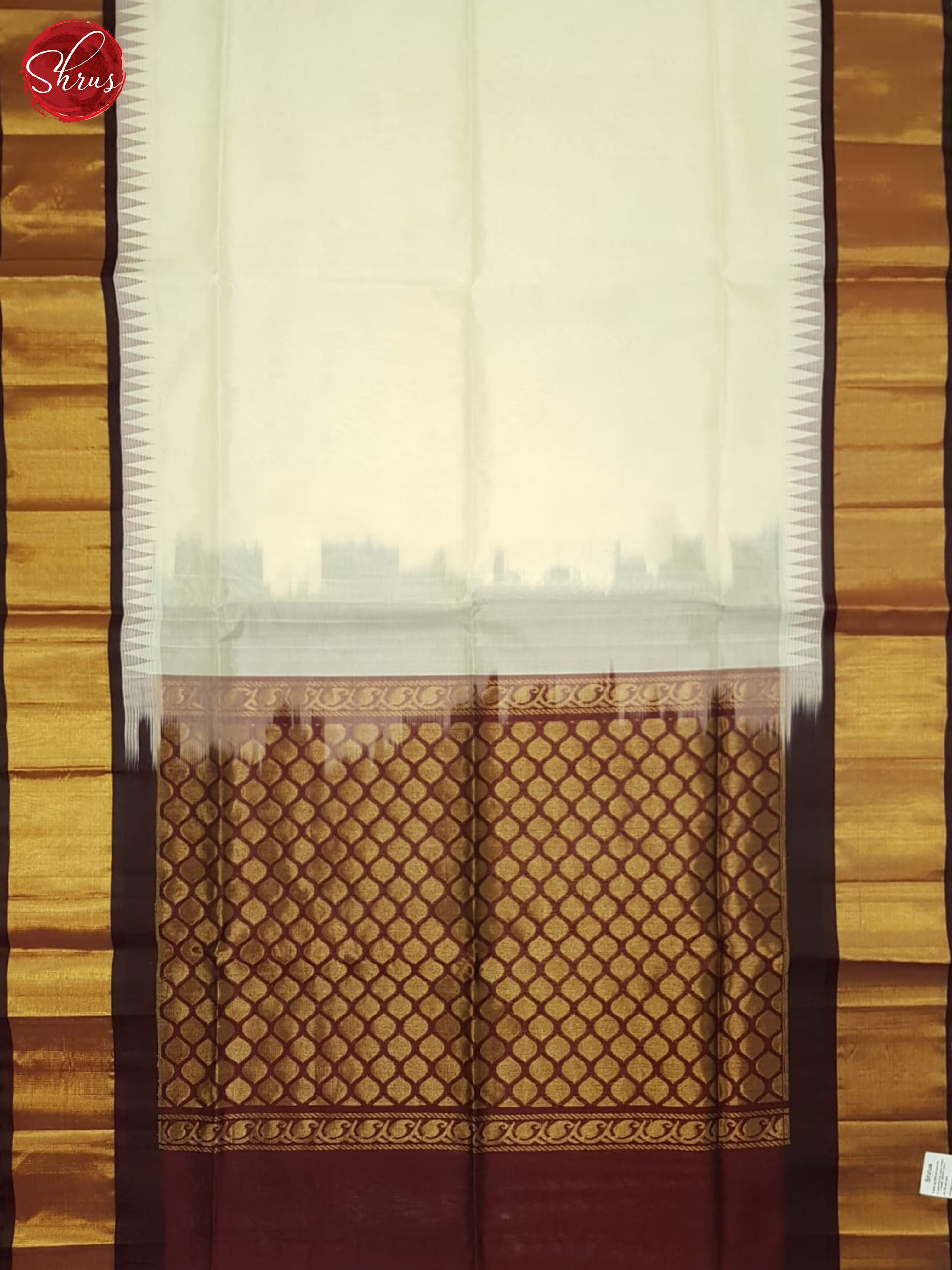 Cream And Brown- Silk Cotton Saree - Shop on ShrusEternity.com