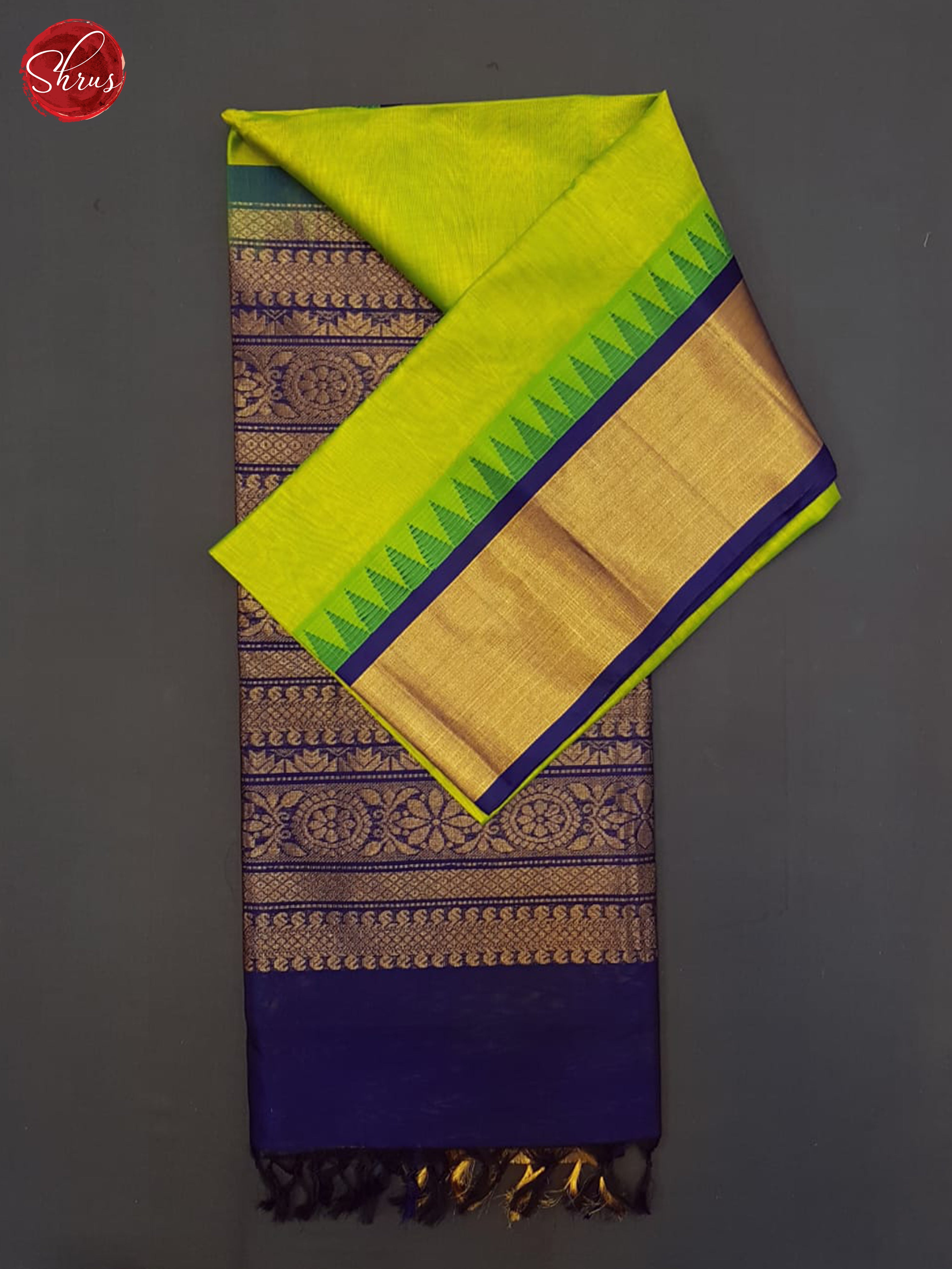 Green And Blue- Silk Cotton Saree - Shop on ShrusEternity.com