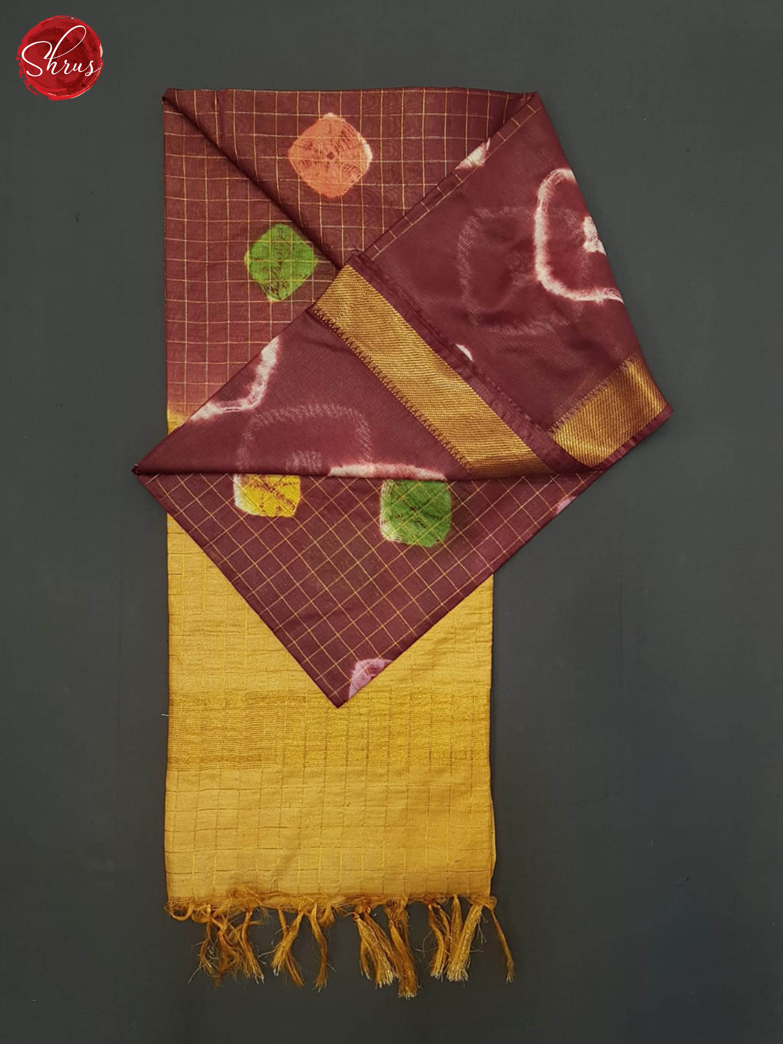 Maroon And Mustard- Shibori Saree - Shop on ShrusEternity.com