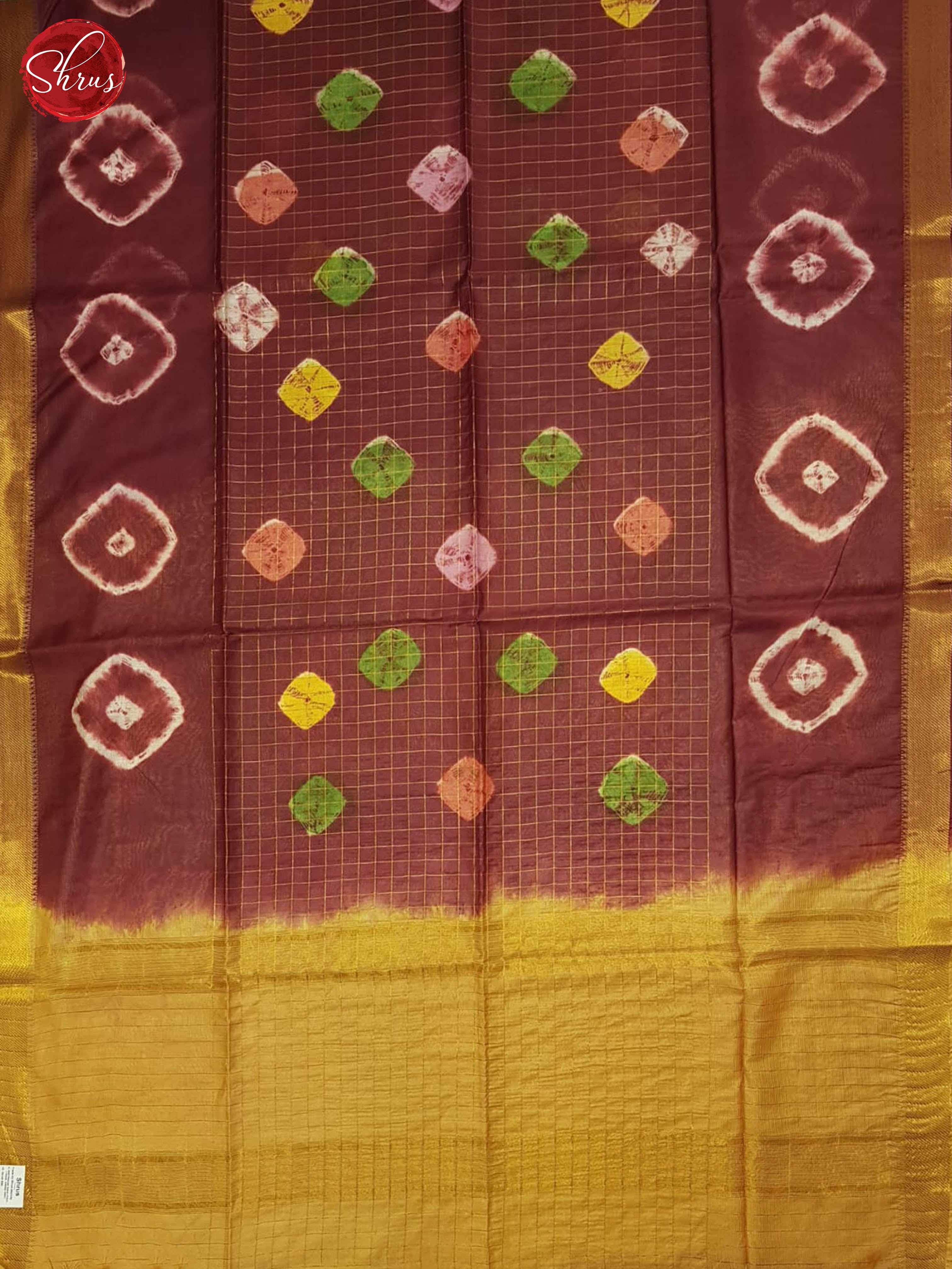 Maroon And Mustard- Shibori Saree - Shop on ShrusEternity.com
