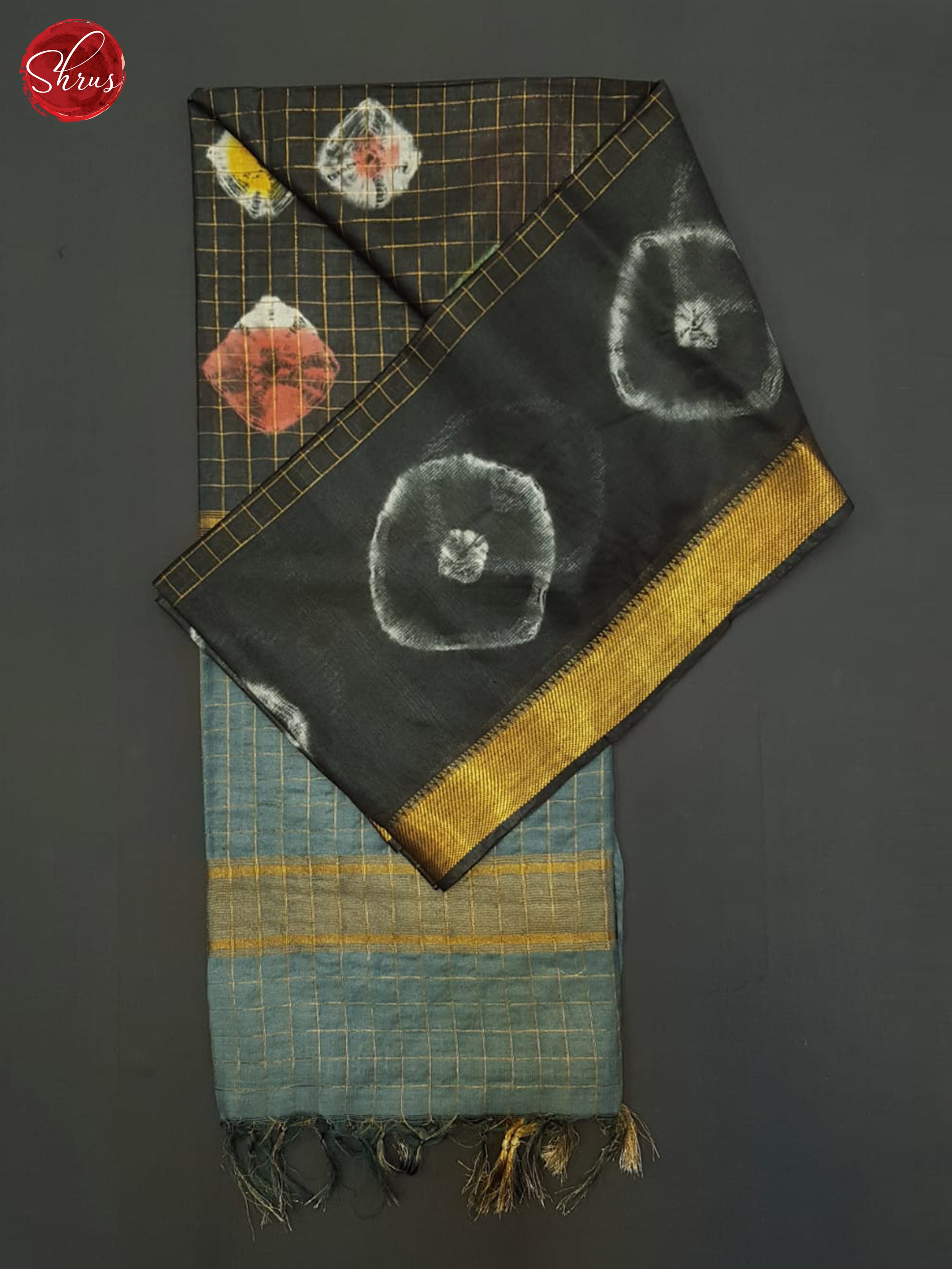 Elephant Black & Grey - Shibori saree - Shop on ShrusEternity.com